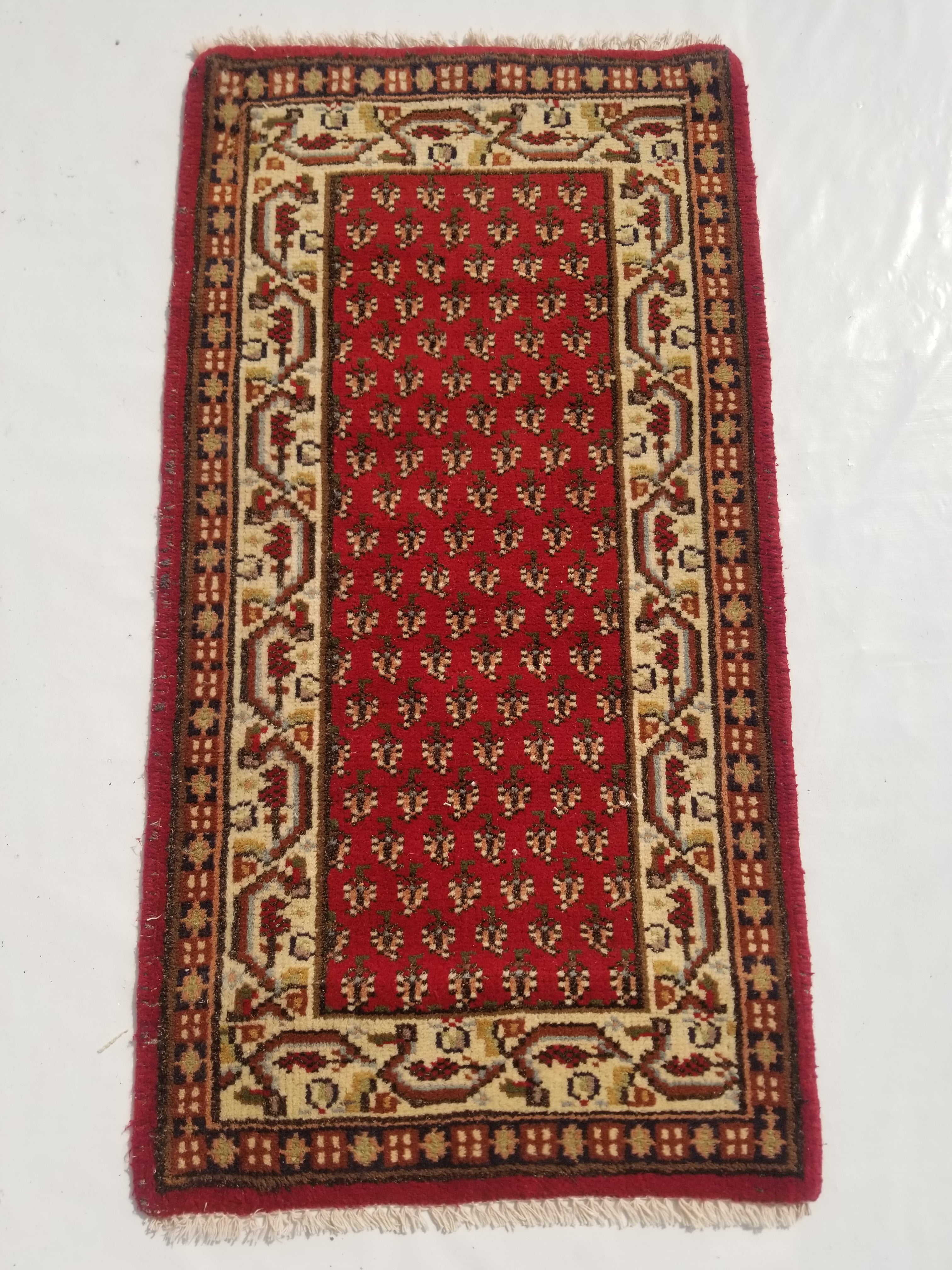 Vintage Traditional Handmade Badam Gul Wool Multicolor Rug 138x73cm