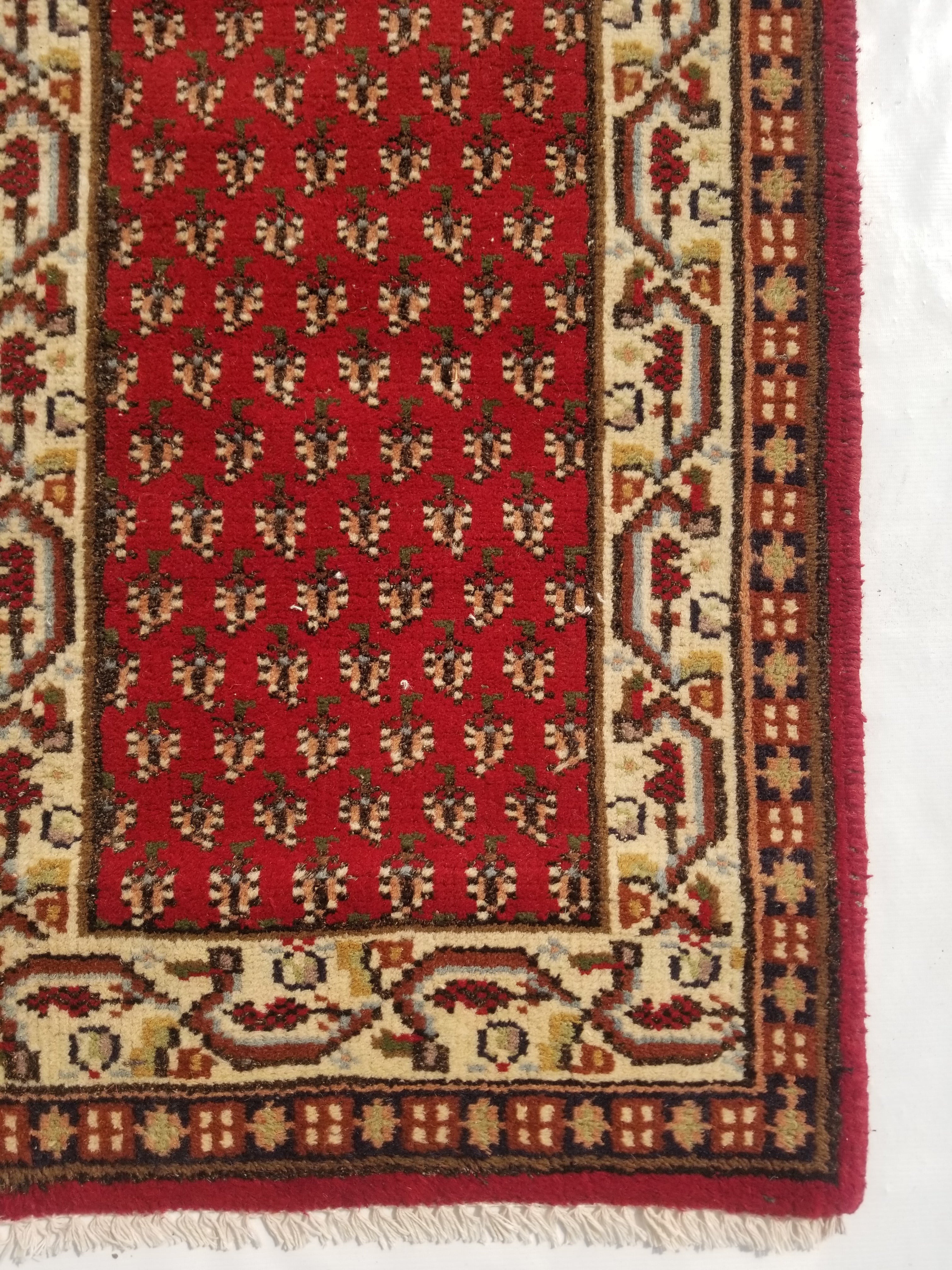Vintage Traditional Handmade Badam Gul Wool Multicolor Rug 138x73cm