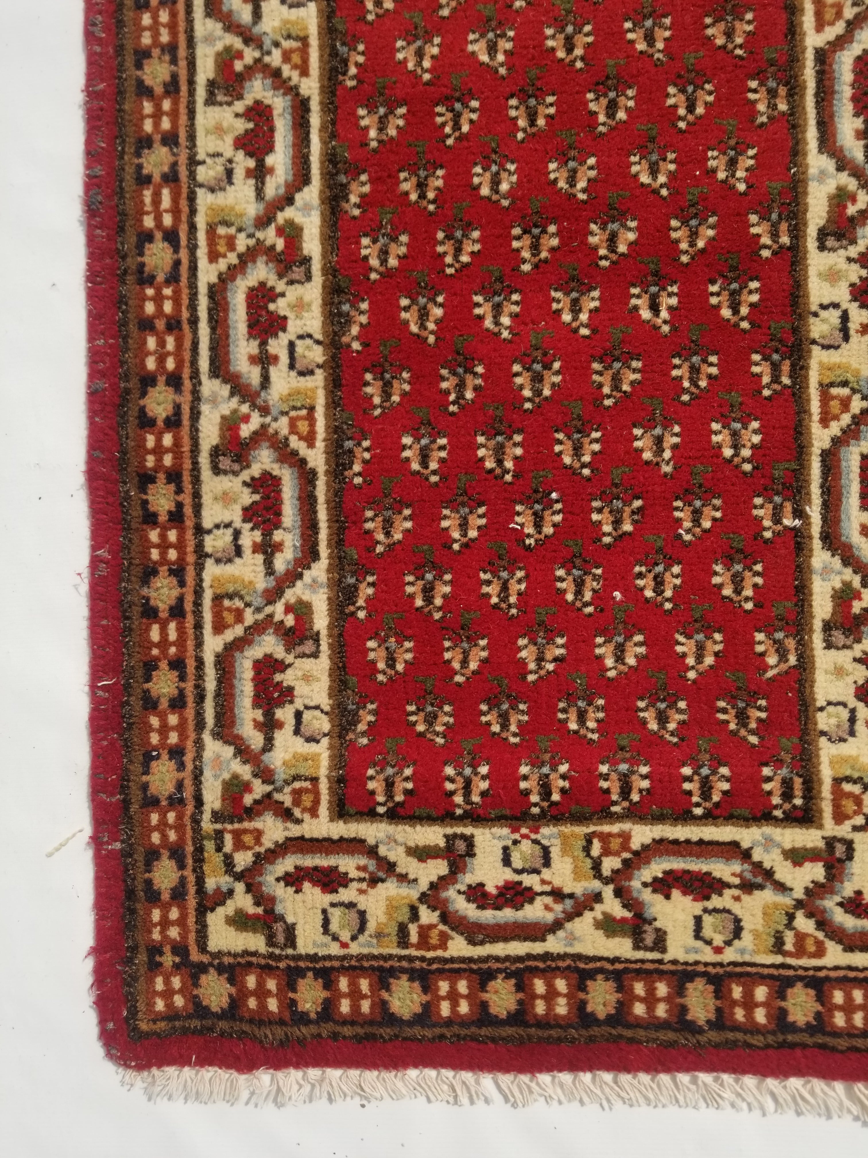 Vintage Traditional Handmade Badam Gul Wool Multicolor Rug 138x73cm