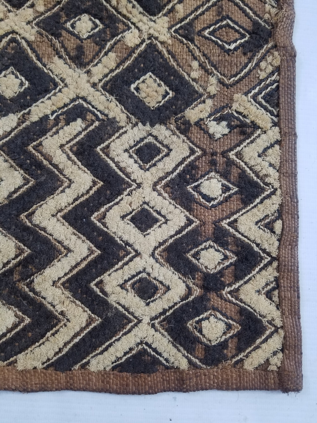 Vintage African Hanwoven Kuba Cloth Raffia Textile Panel 56x45cm