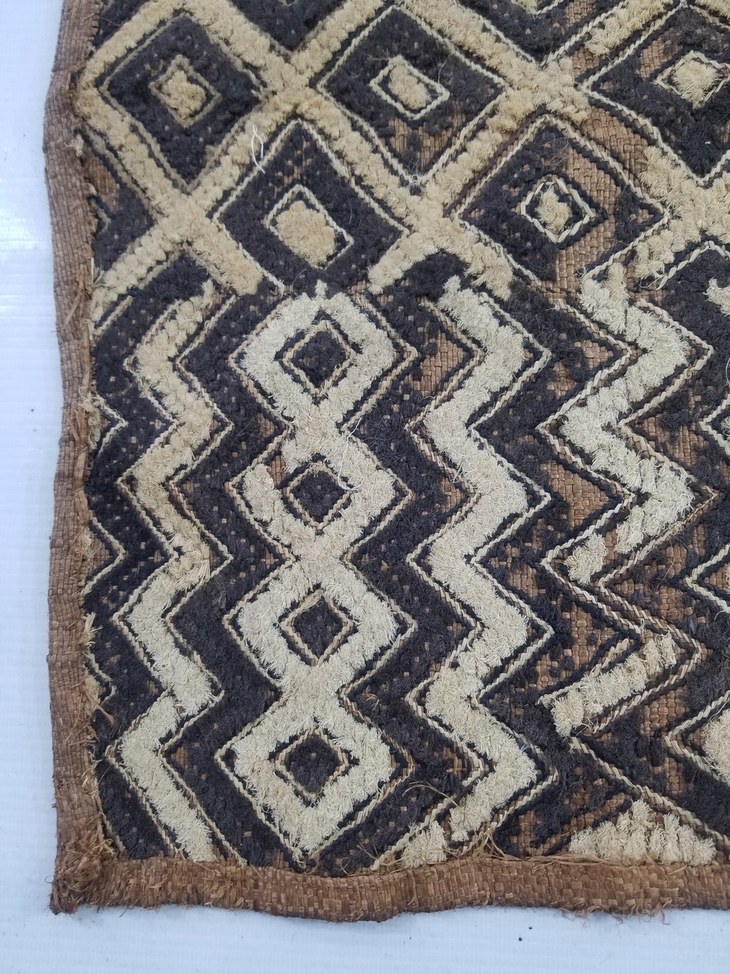 Vintage African Hanwoven Kuba Cloth Raffia Textile Panel 56x45cm