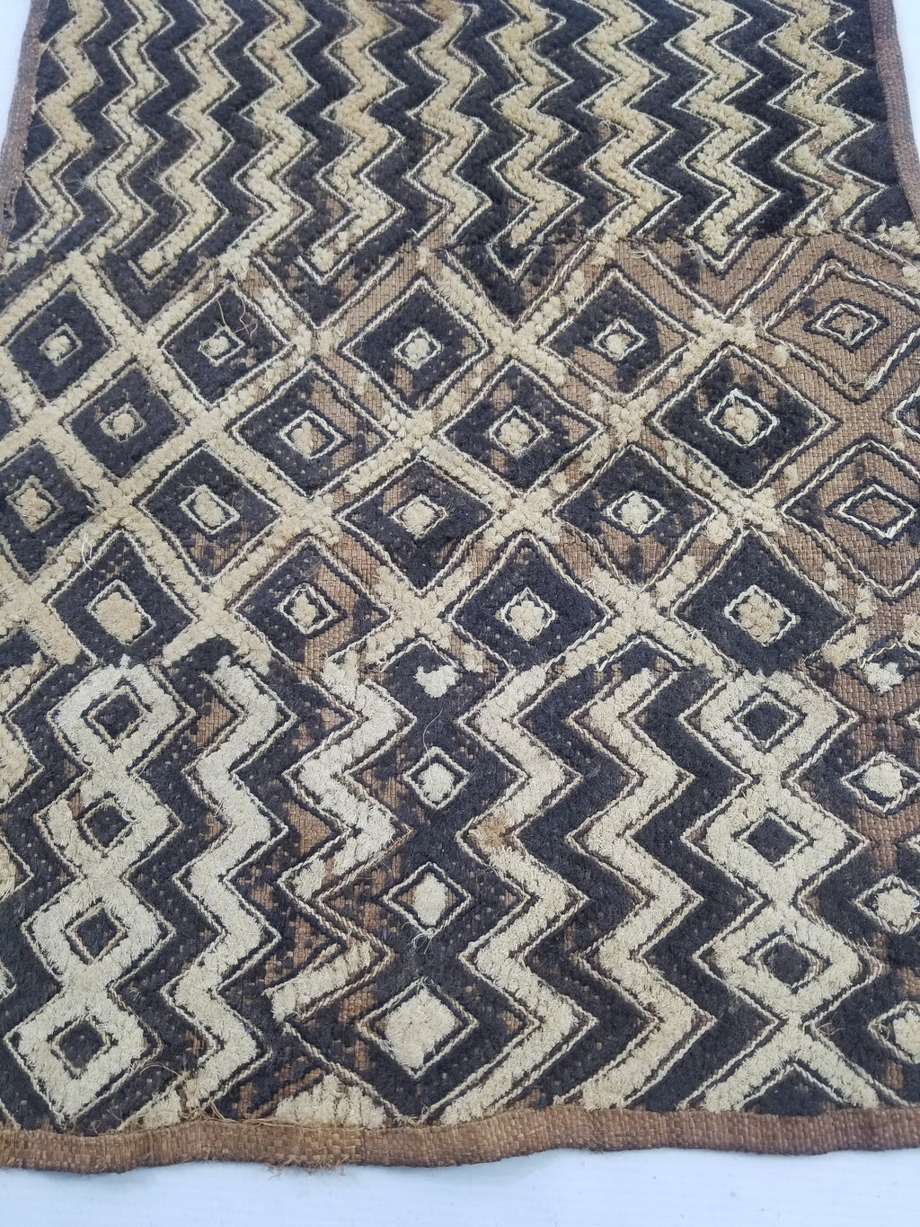 Vintage African Hanwoven Kuba Cloth Raffia Textile Panel 56x45cm