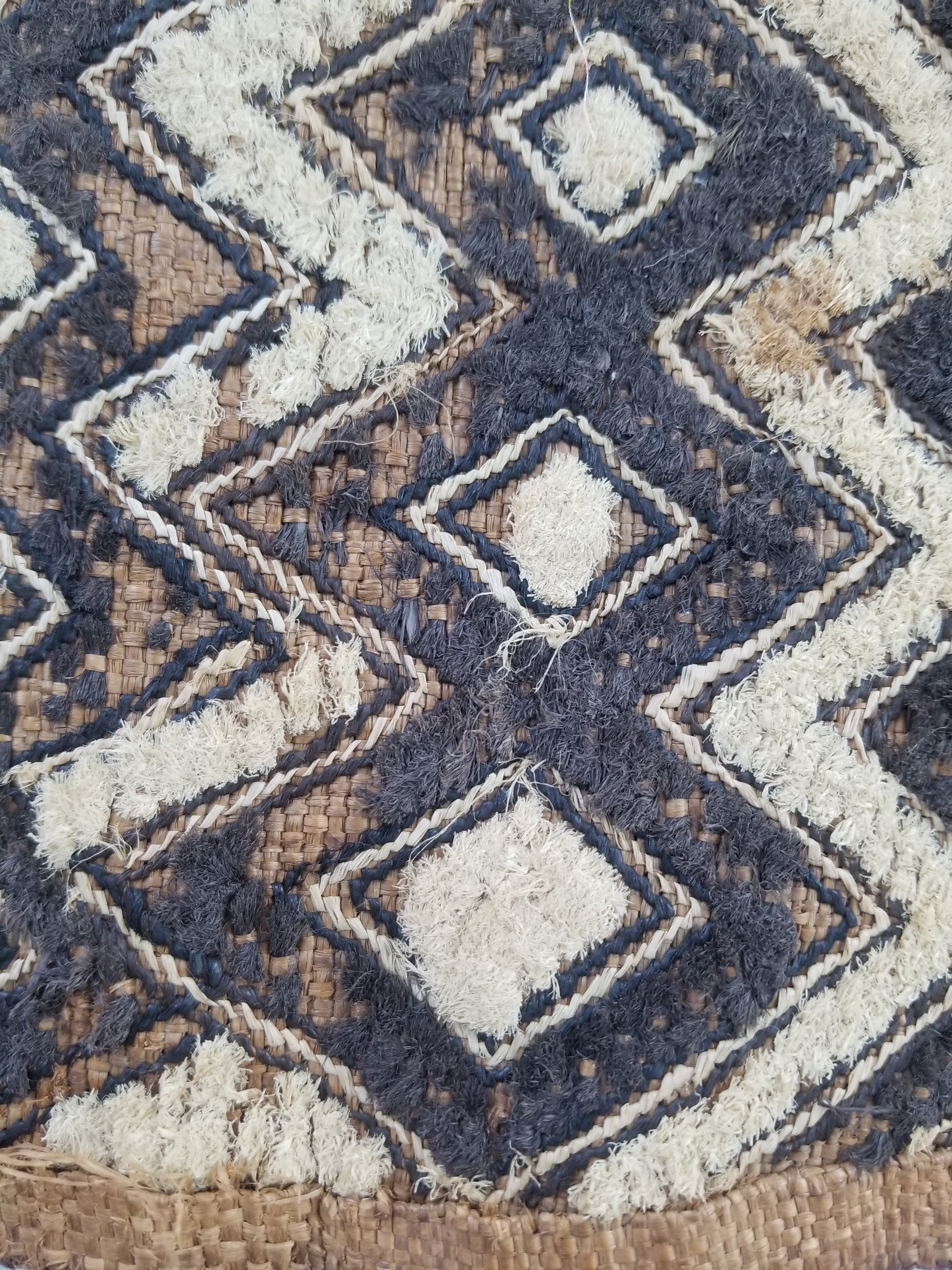 Vintage African Hanwoven Kuba Cloth Raffia Textile Panel 56x45cm