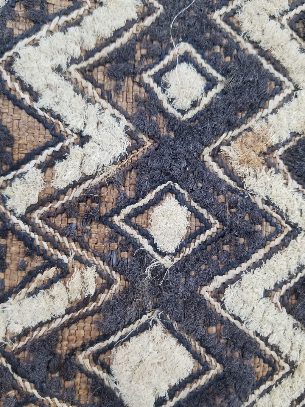 Vintage African Hanwoven Kuba Cloth Raffia Textile Panel 56x45cm