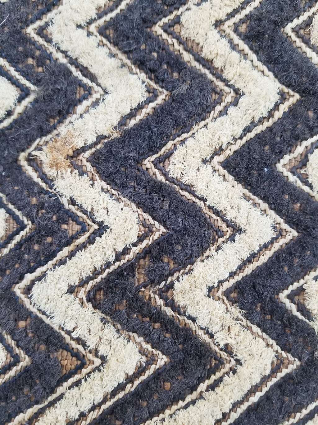 Vintage African Hanwoven Kuba Cloth Raffia Textile Panel 56x45cm