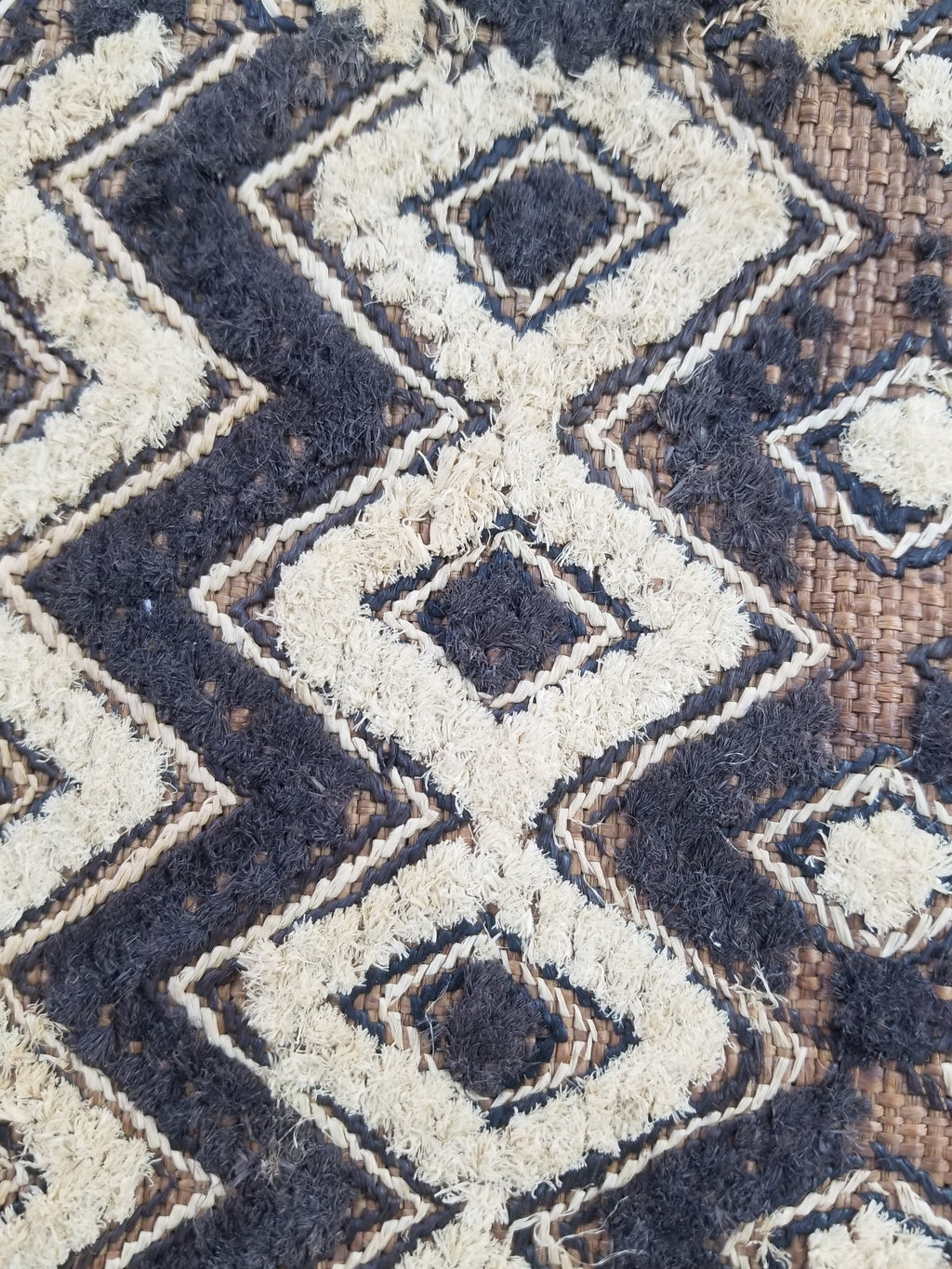 Vintage African Hanwoven Kuba Cloth Raffia Textile Panel 56x45cm