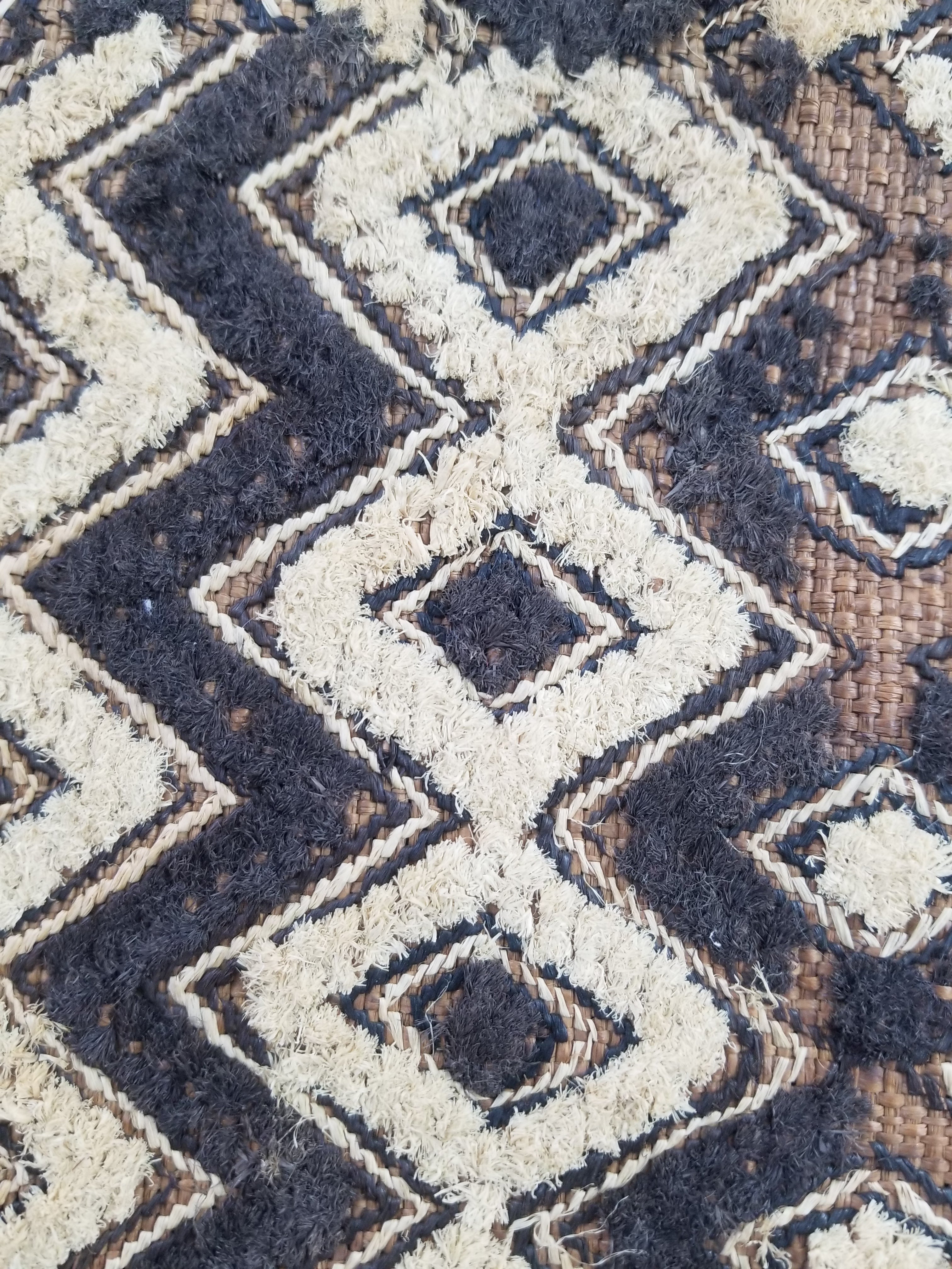 Vintage African Hanwoven Kuba Cloth Raffia Textile Panel 56x45cm