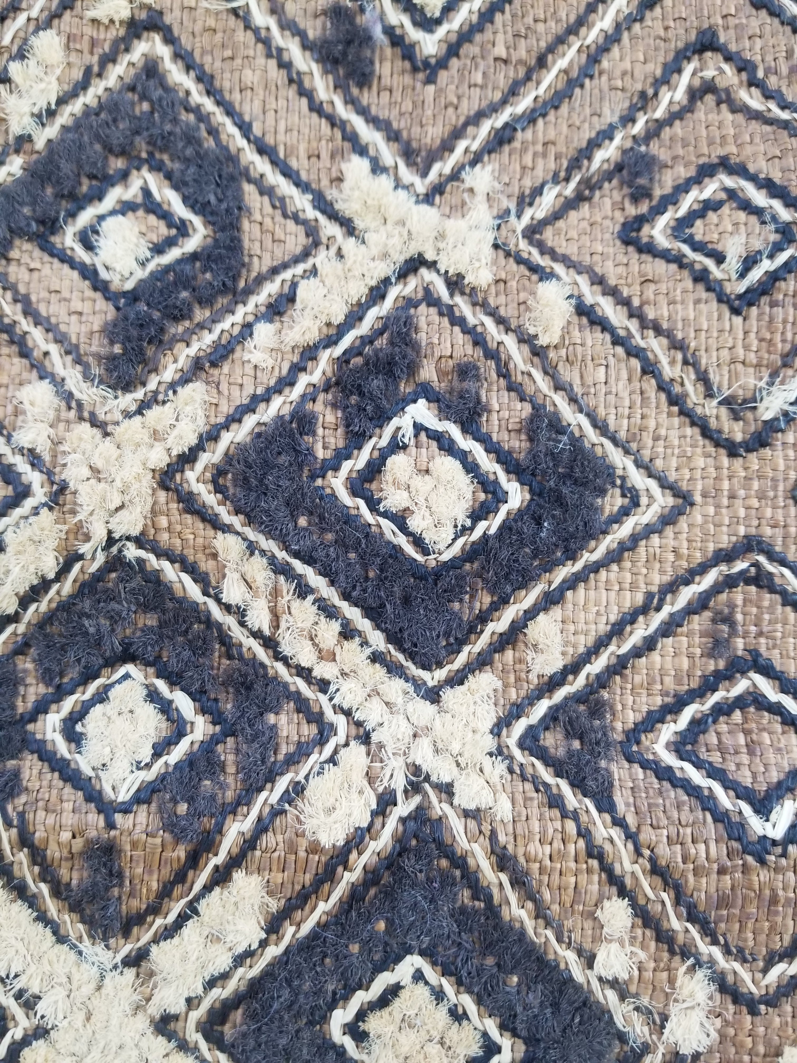 Vintage African Hanwoven Kuba Cloth Raffia Textile Panel 56x45cm