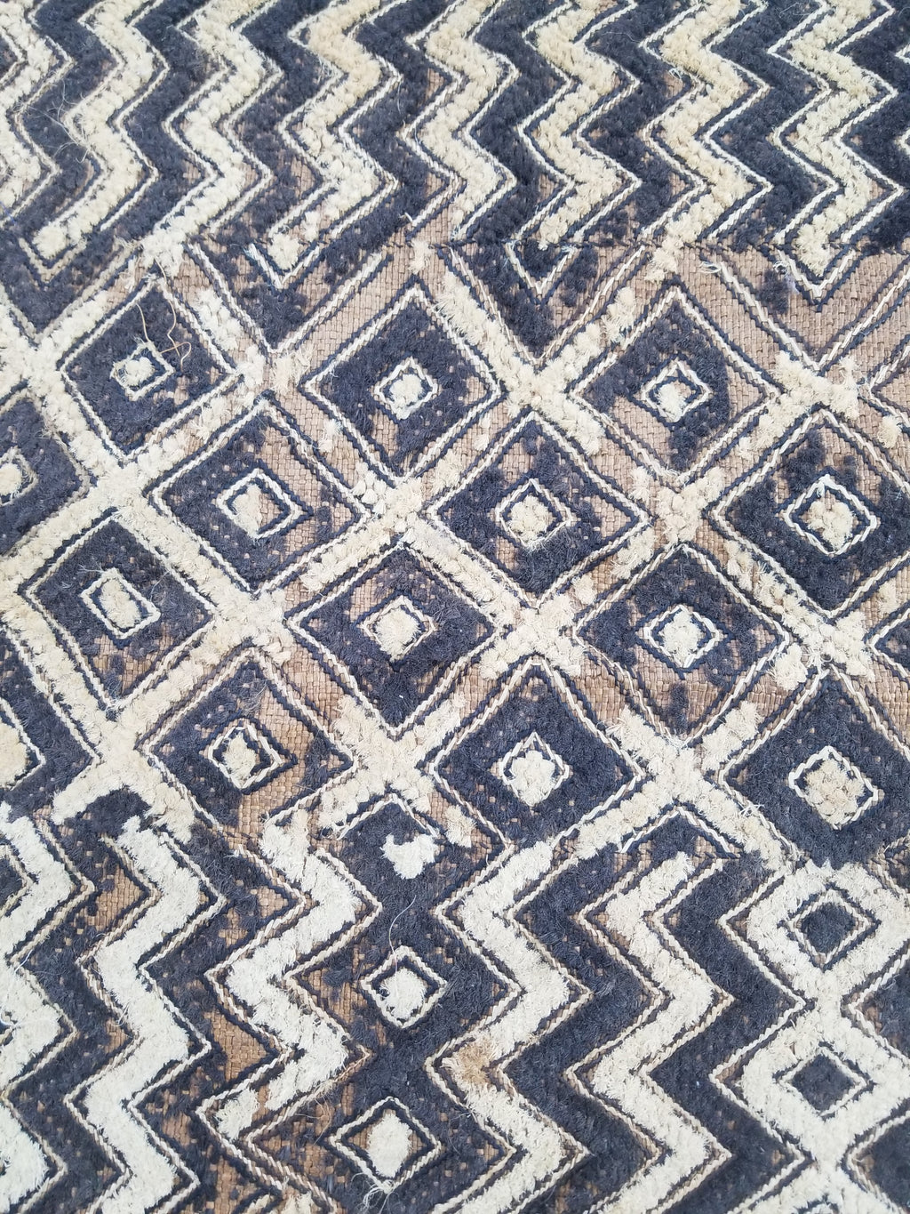 Vintage African Hanwoven Kuba Cloth Raffia Textile Panel 56x45cm