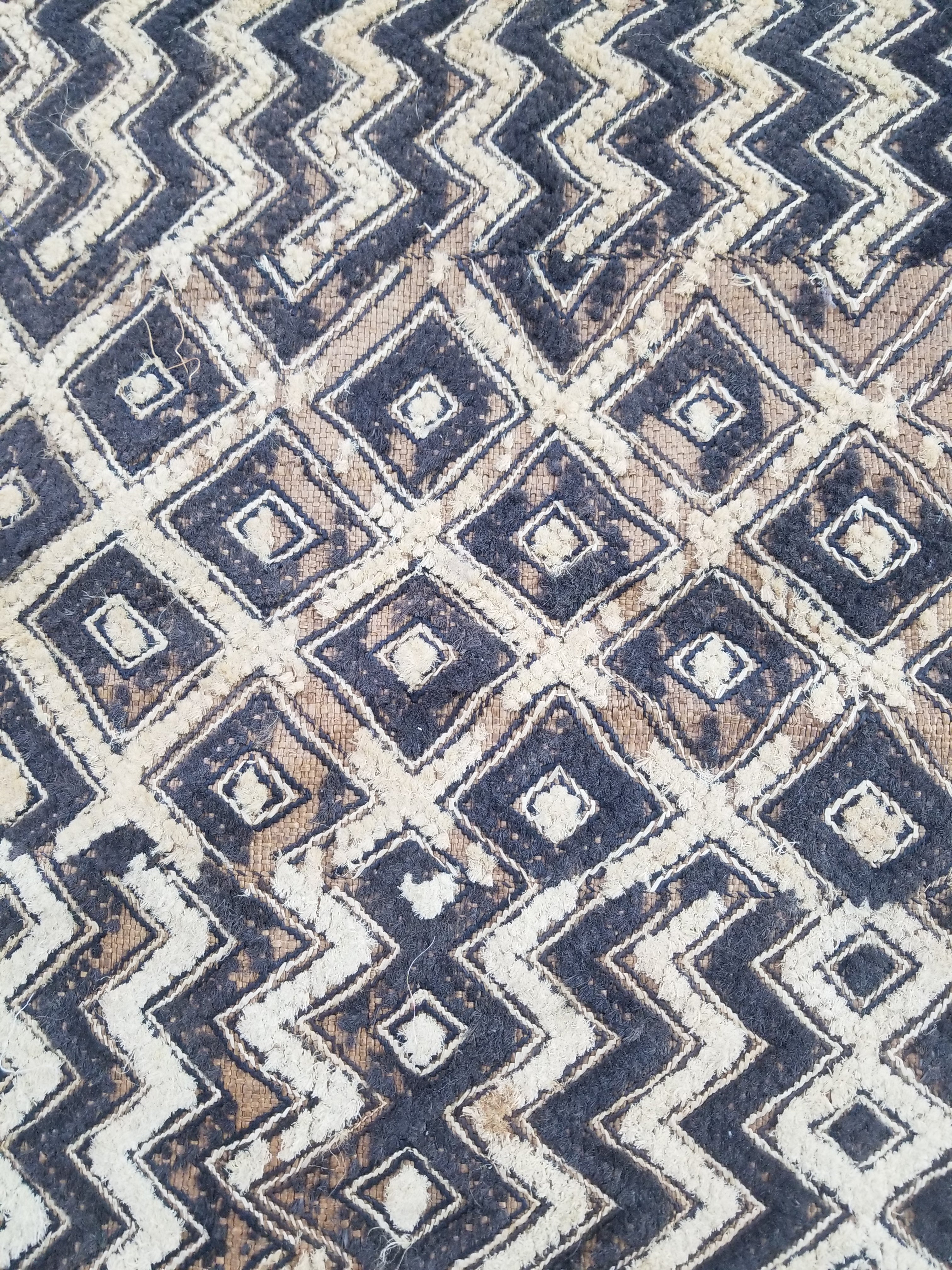 Vintage African Hanwoven Kuba Cloth Raffia Textile Panel 56x45cm