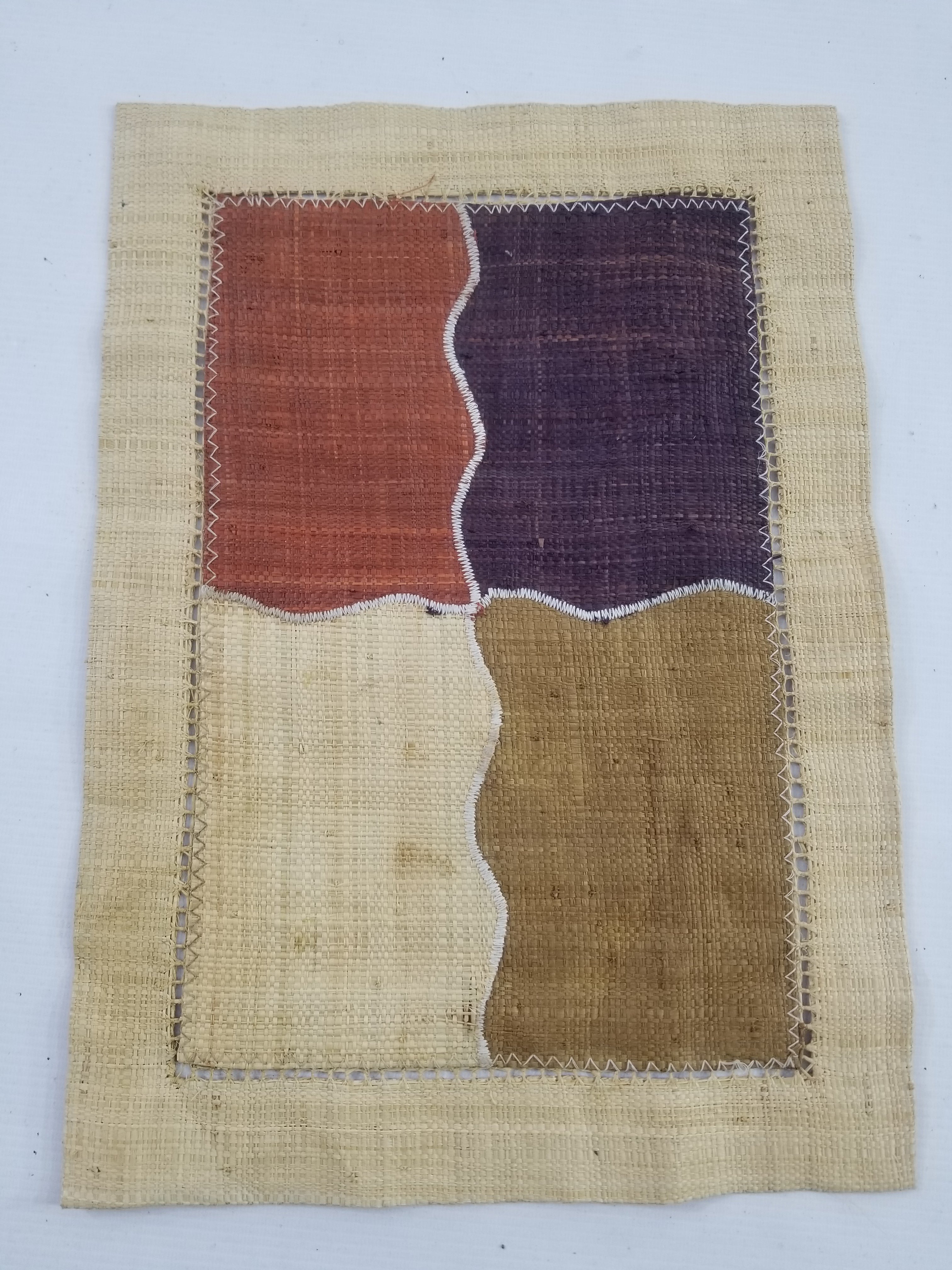 Vintage Rustic Patchwork Natural Fiber Placemat / Wall Decor 45x32cm