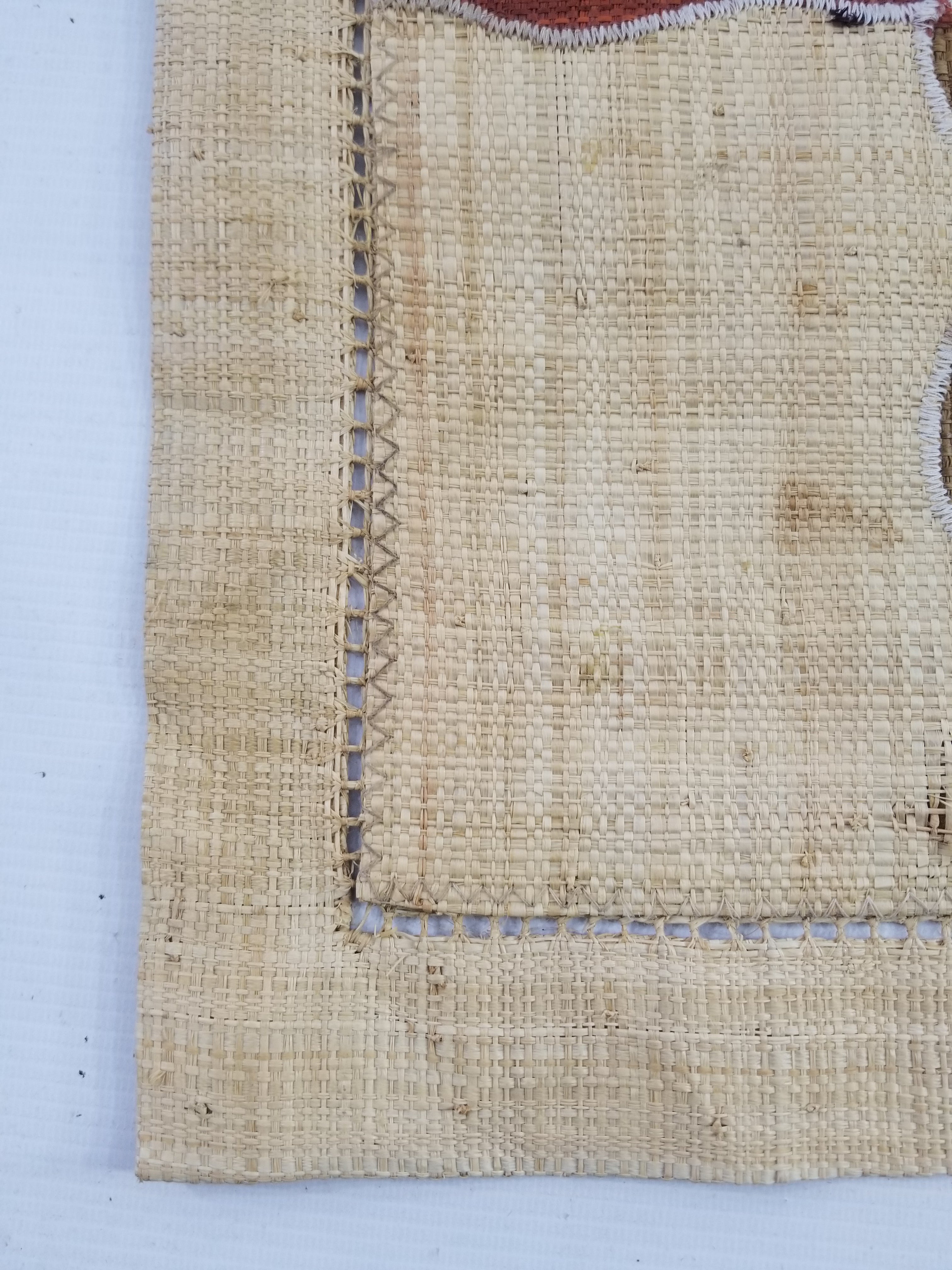 Vintage Rustic Patchwork Natural Fiber Placemat / Wall Decor 45x32cm