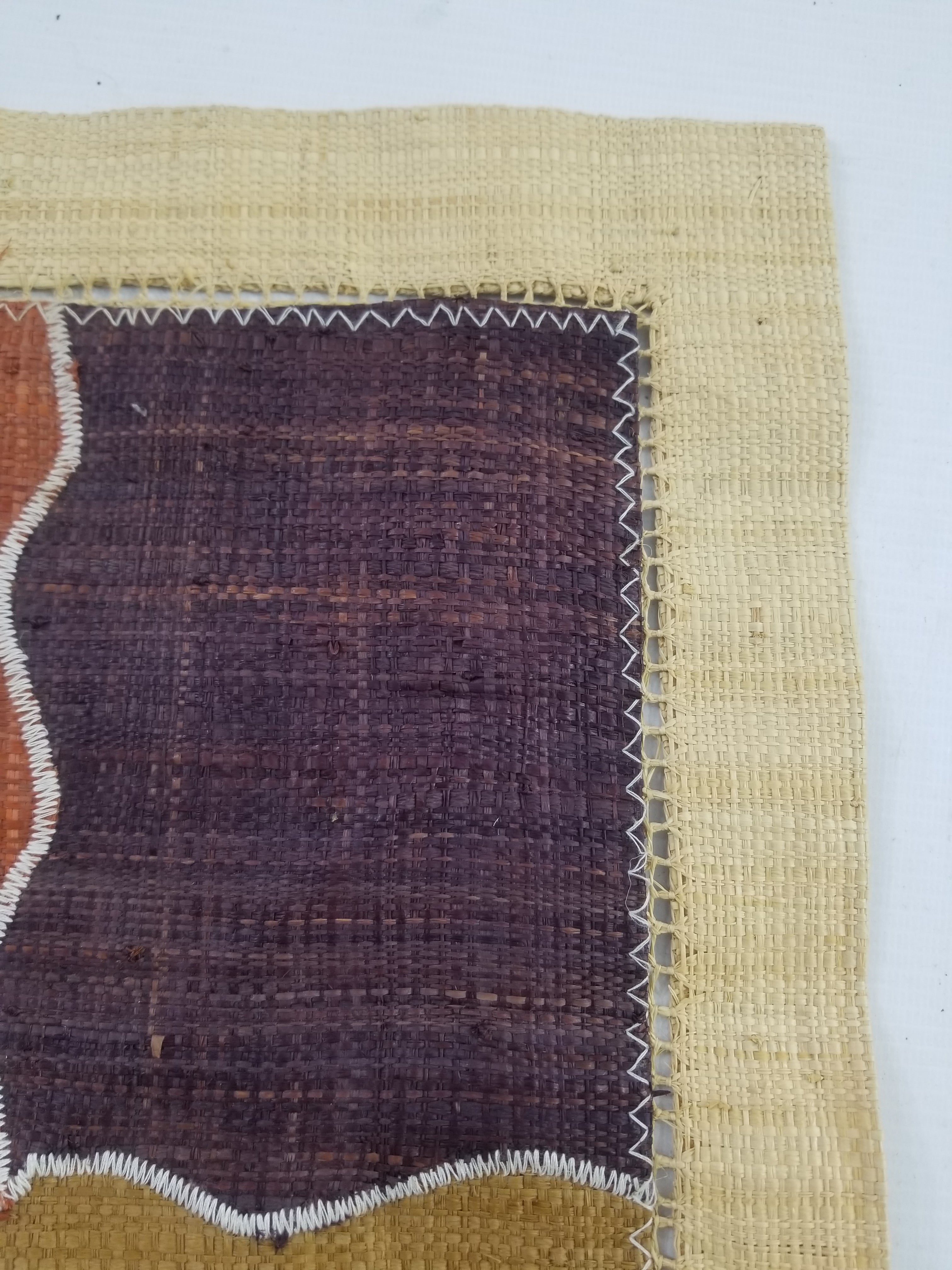 Vintage Rustic Patchwork Natural Fiber Placemat / Wall Decor 45x32cm