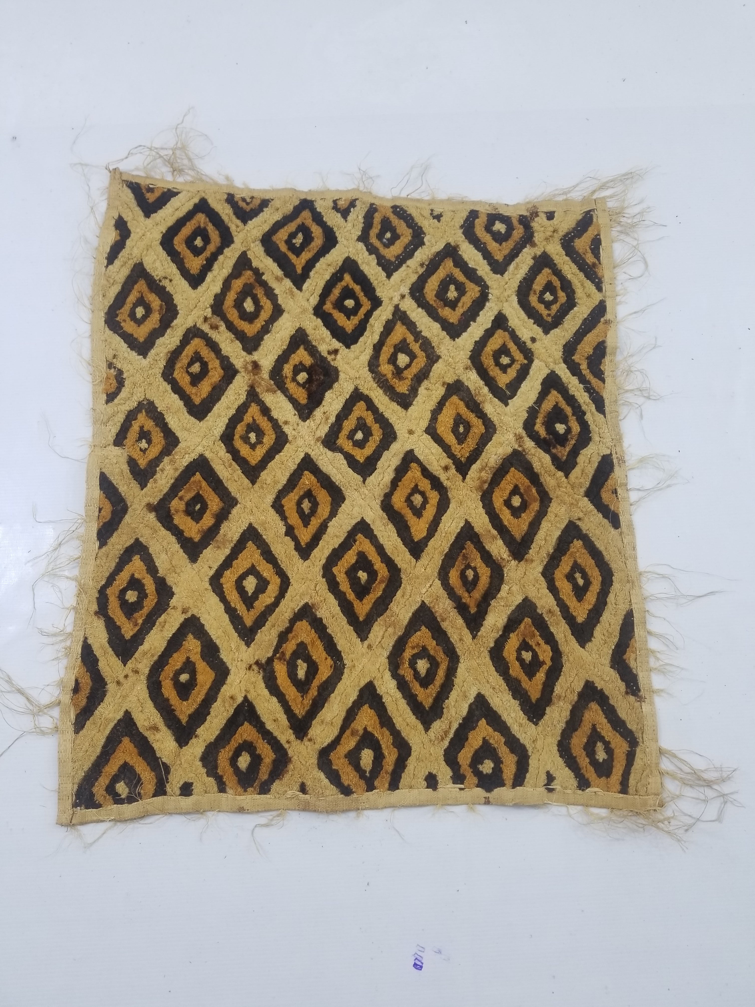 Vintage African Hanwoven Kuba Cloth Raffia Textile Panel 68x60cm