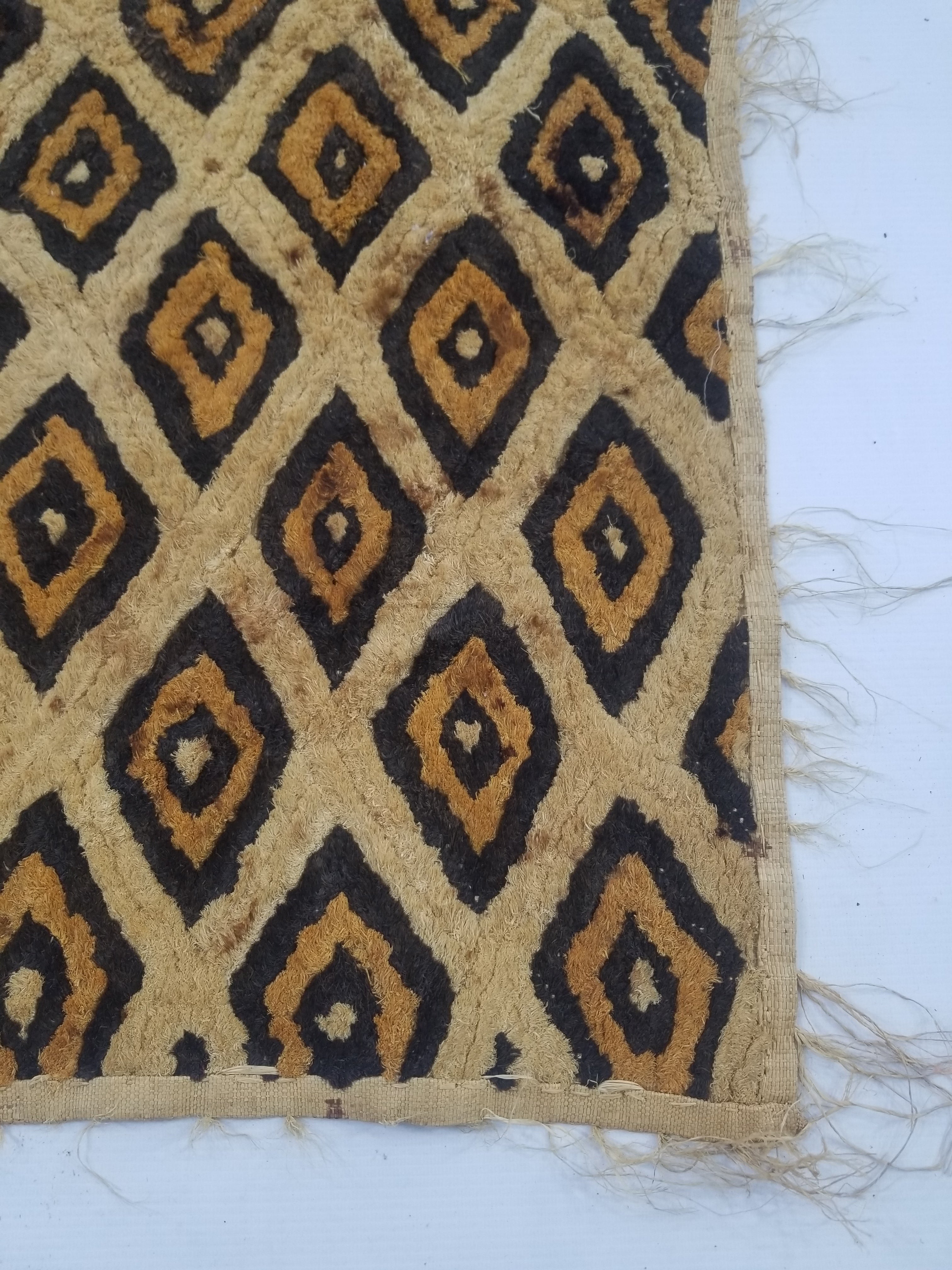Vintage African Hanwoven Kuba Cloth Raffia Textile Panel 68x60cm