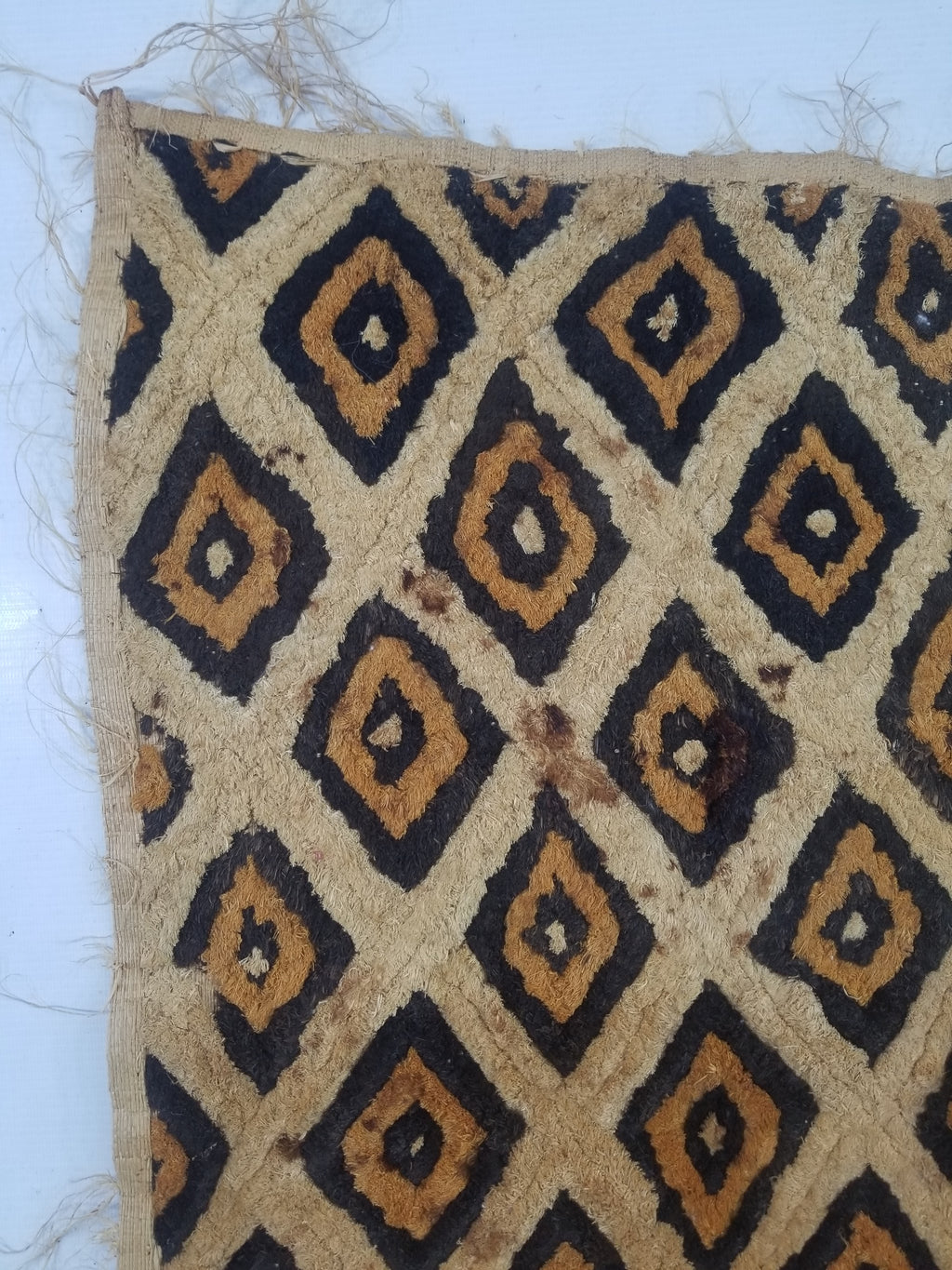 Vintage African Hanwoven Kuba Cloth Raffia Textile Panel 68x60cm
