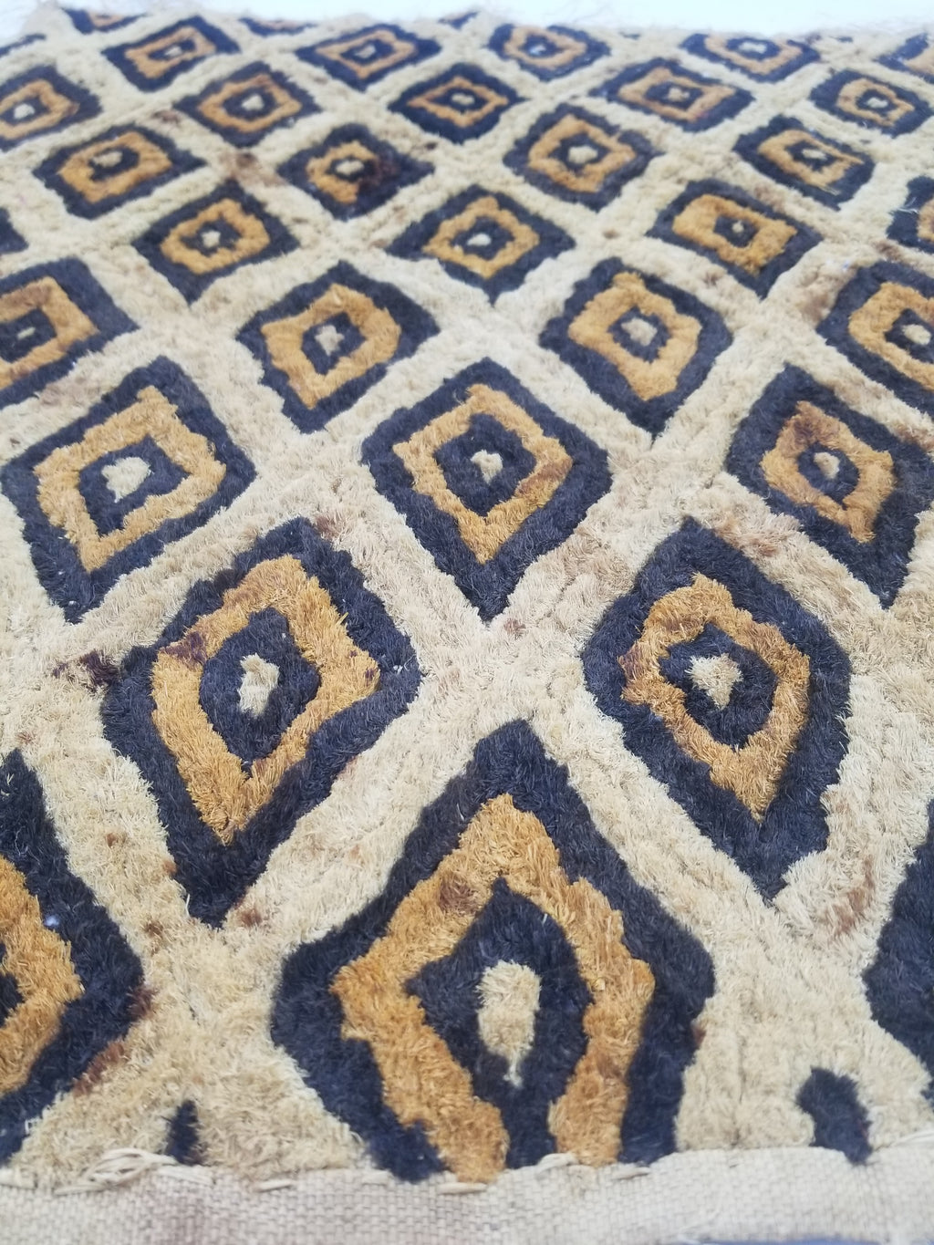 Vintage African Hanwoven Kuba Cloth Raffia Textile Panel 68x60cm