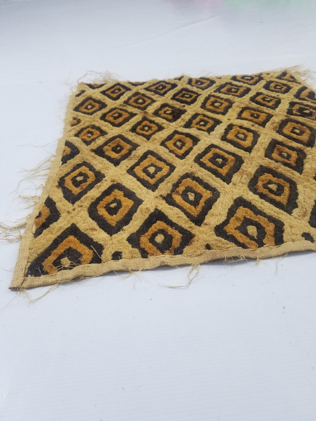 Vintage African Hanwoven Kuba Cloth Raffia Textile Panel 68x60cm
