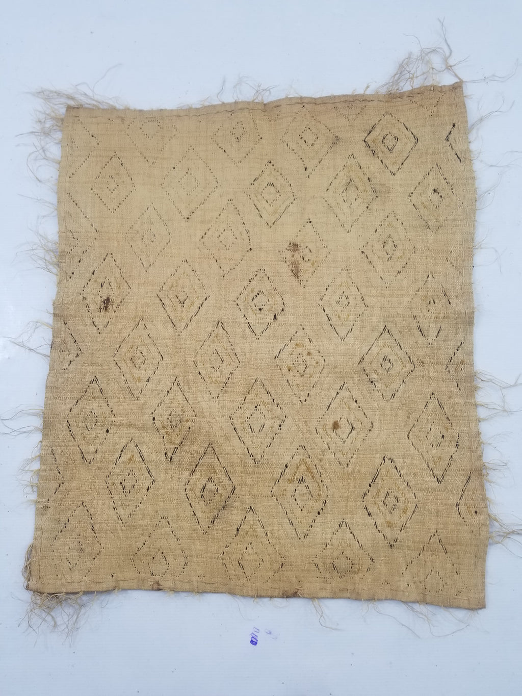 Vintage African Hanwoven Kuba Cloth Raffia Textile Panel 68x60cm