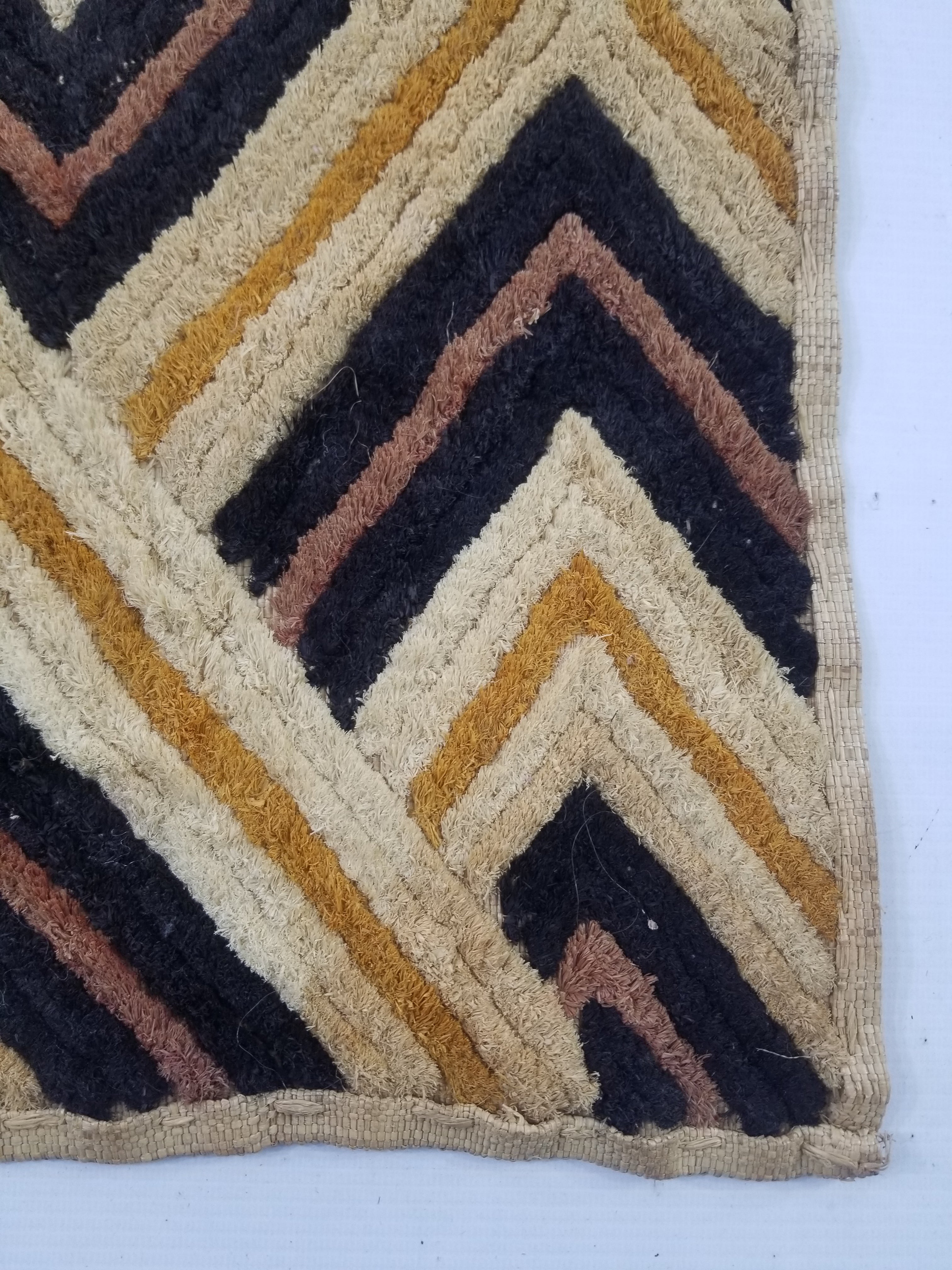 Vintage African Handwoven Kuba Cloth Raffia Textile Panel 69x57cm
