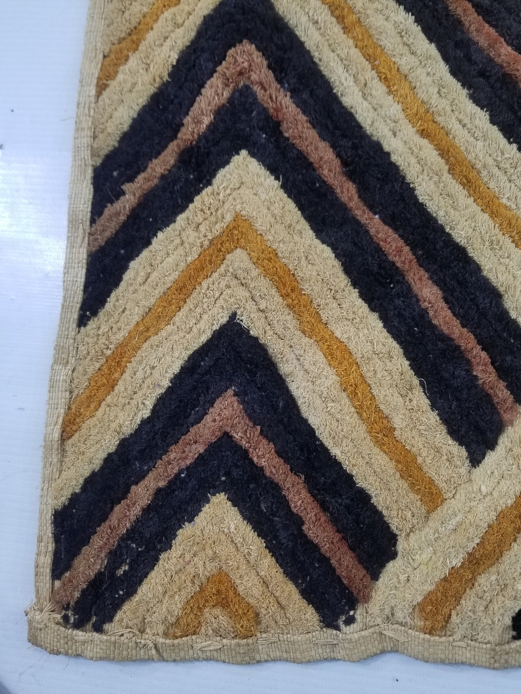Vintage African Handwoven Kuba Cloth Raffia Textile Panel 69x57cm