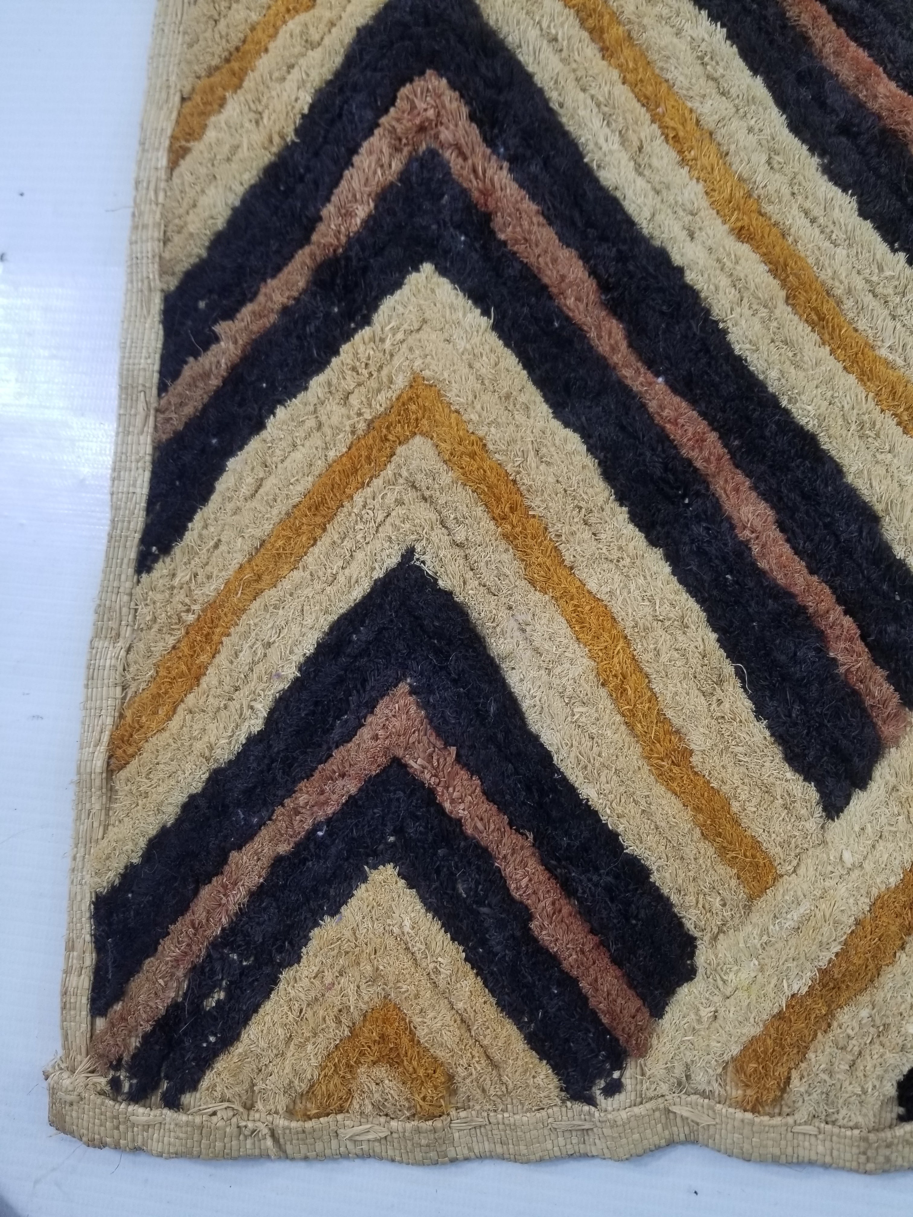 Vintage African Handwoven Kuba Cloth Raffia Textile Panel 69x57cm