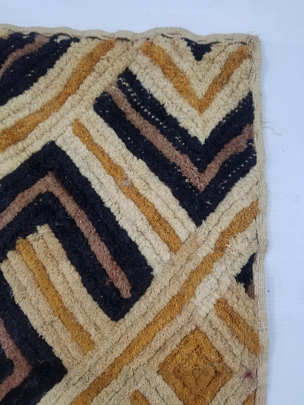 Vintage African Handwoven Kuba Cloth Raffia Textile Panel 69x57cm