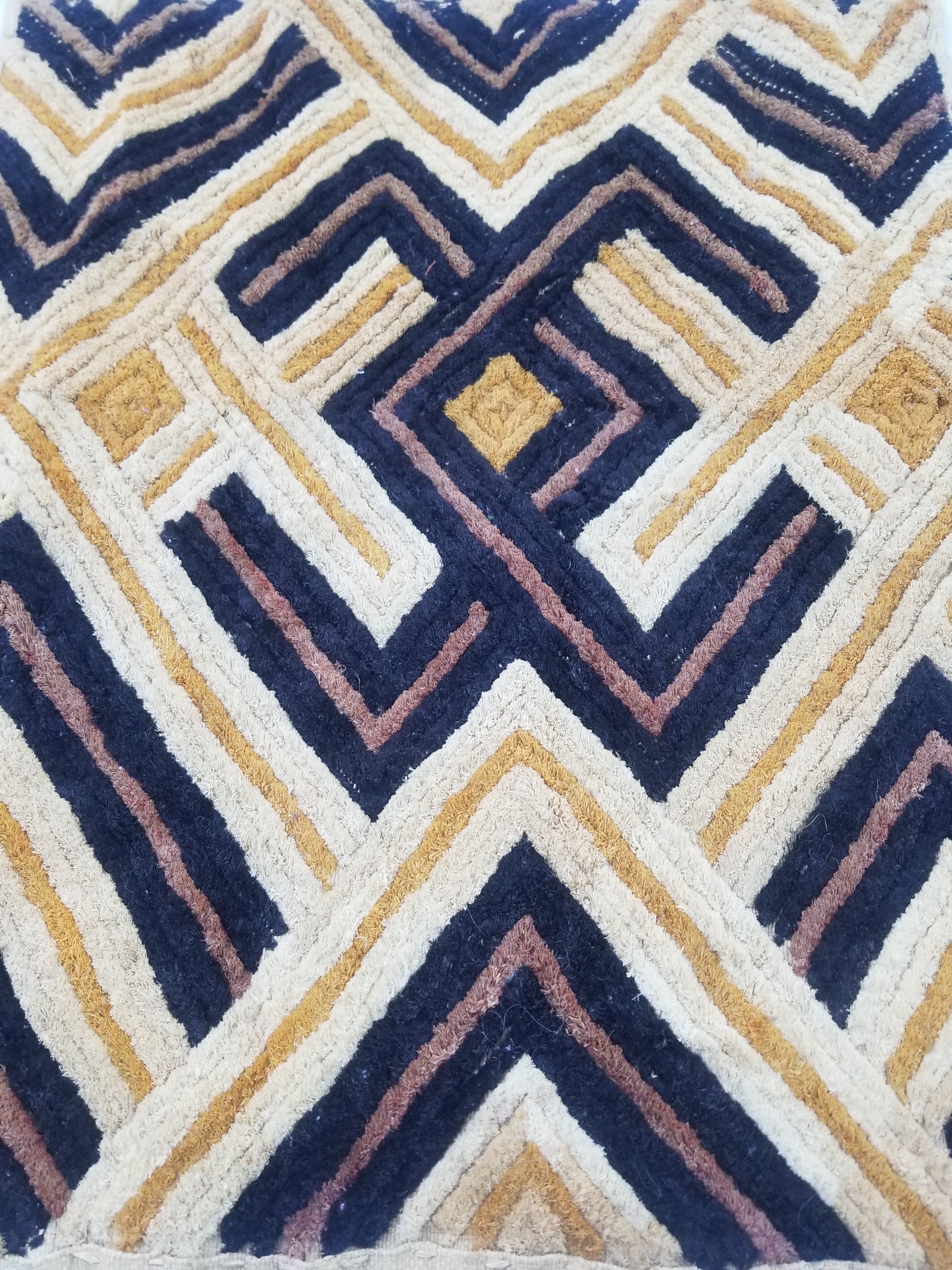 Vintage African Handwoven Kuba Cloth Raffia Textile Panel 69x57cm