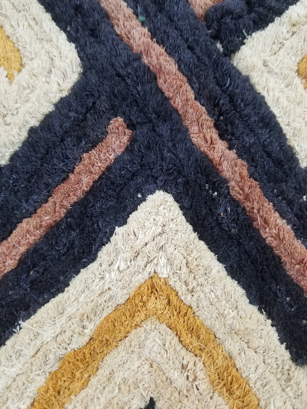 Vintage African Handwoven Kuba Cloth Raffia Textile Panel 69x57cm