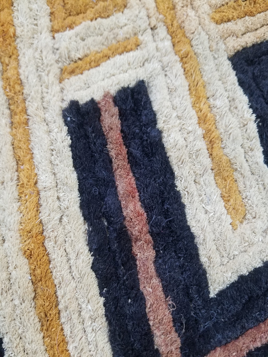 Vintage African Handwoven Kuba Cloth Raffia Textile Panel 69x57cm