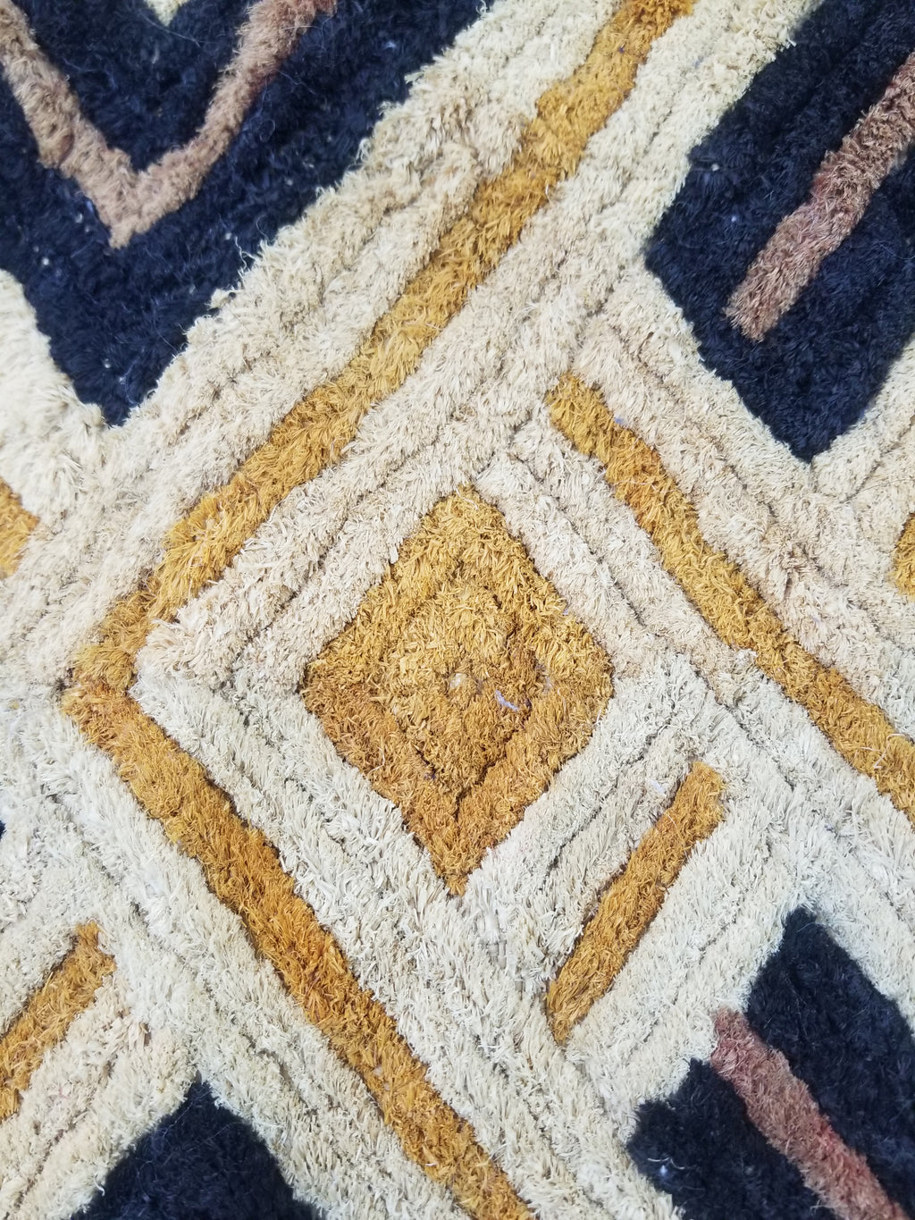 Vintage African Handwoven Kuba Cloth Raffia Textile Panel 69x57cm