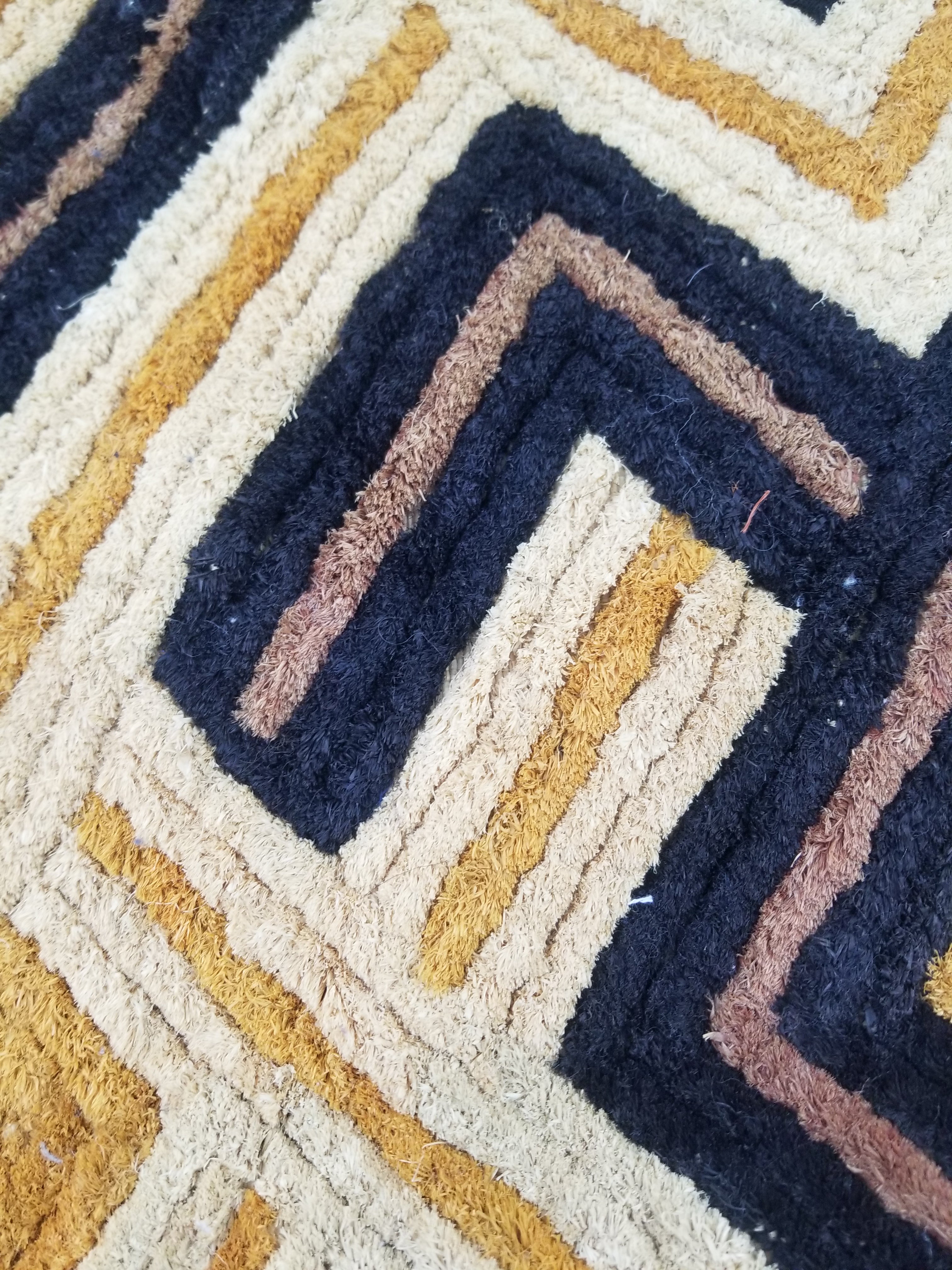 Vintage African Handwoven Kuba Cloth Raffia Textile Panel 69x57cm