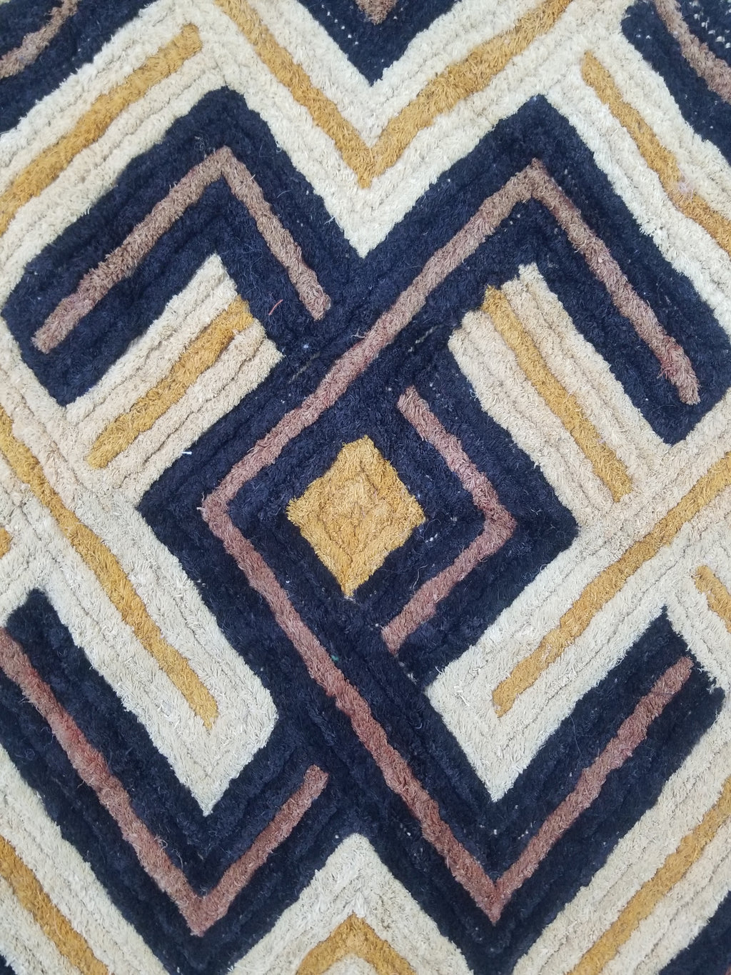 Vintage African Handwoven Kuba Cloth Raffia Textile Panel 69x57cm