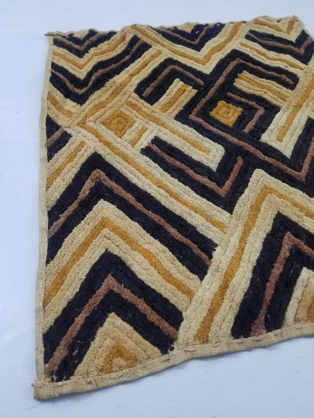Vintage African Handwoven Kuba Cloth Raffia Textile Panel 69x57cm