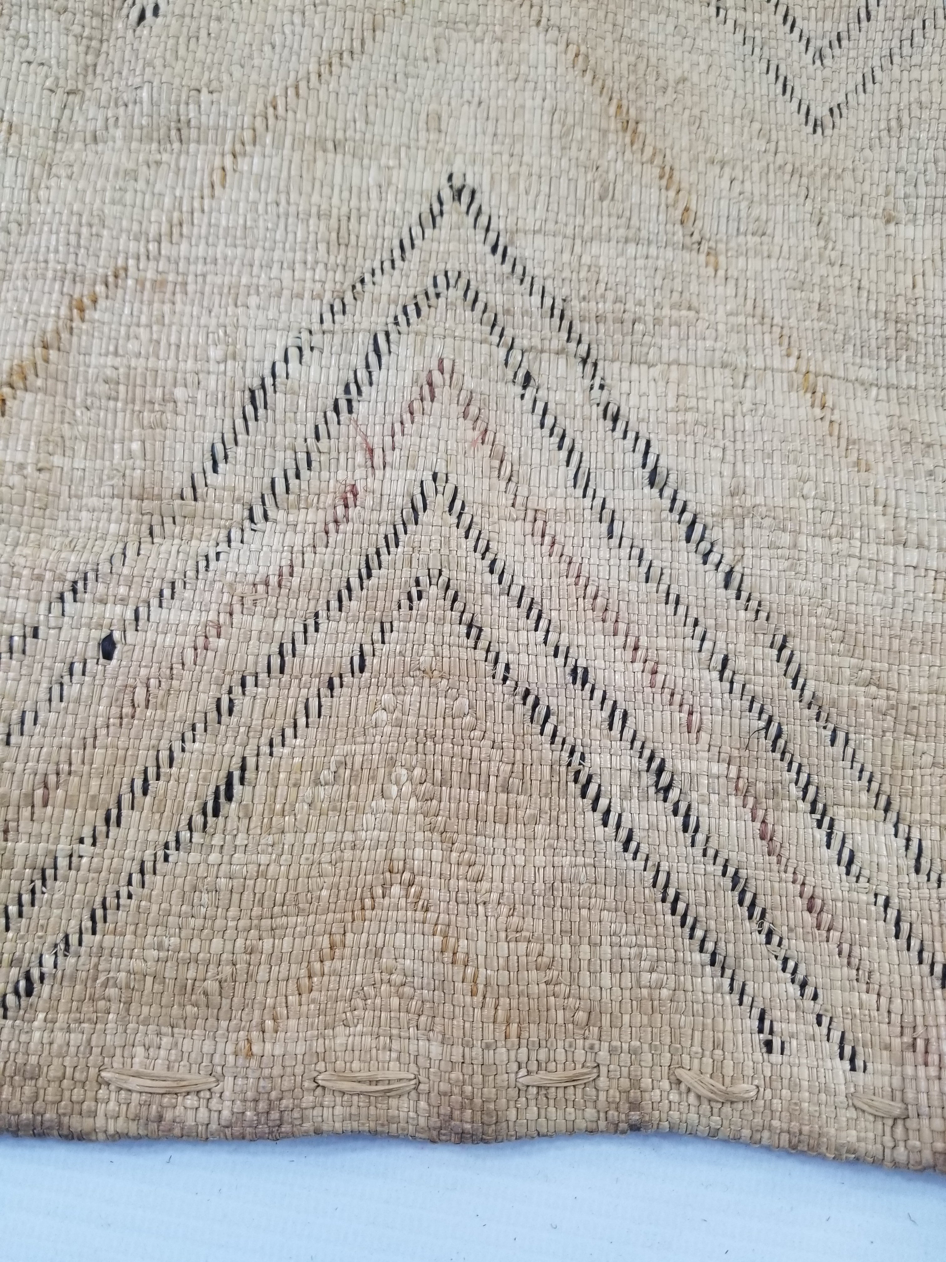 Vintage African Handwoven Kuba Cloth Raffia Textile Panel 69x57cm