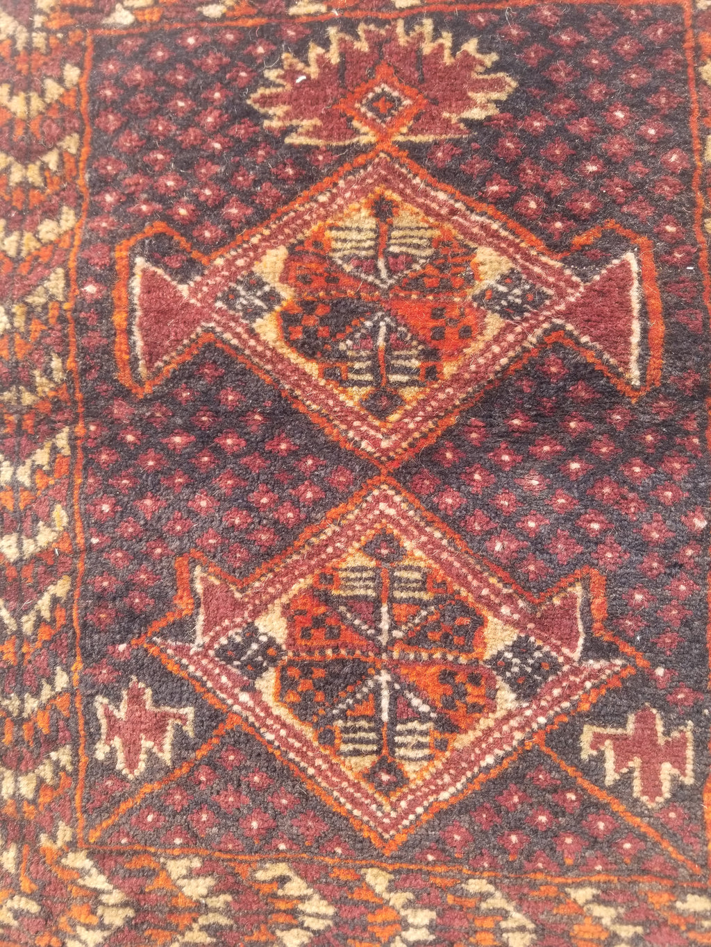 Distressed Antique Traditional Handmade Afghan Wool Multicolor Rug 53x47cm