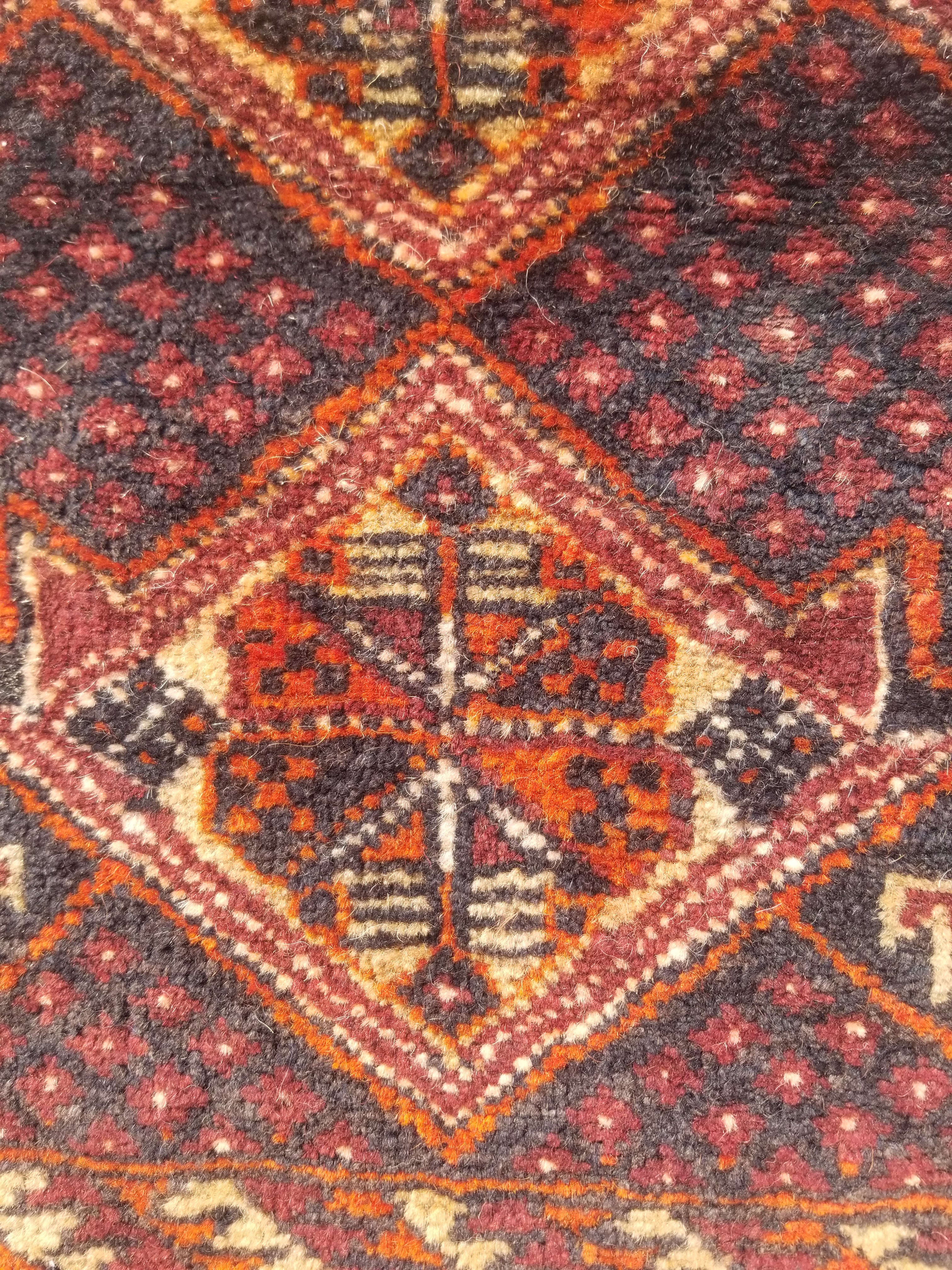 Distressed Antique Traditional Handmade Afghan Wool Multicolor Rug 53x47cm