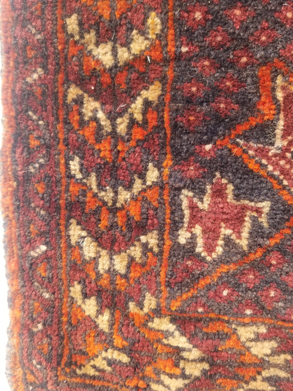 Distressed Antique Traditional Handmade Afghan Wool Multicolor Rug 53x47cm