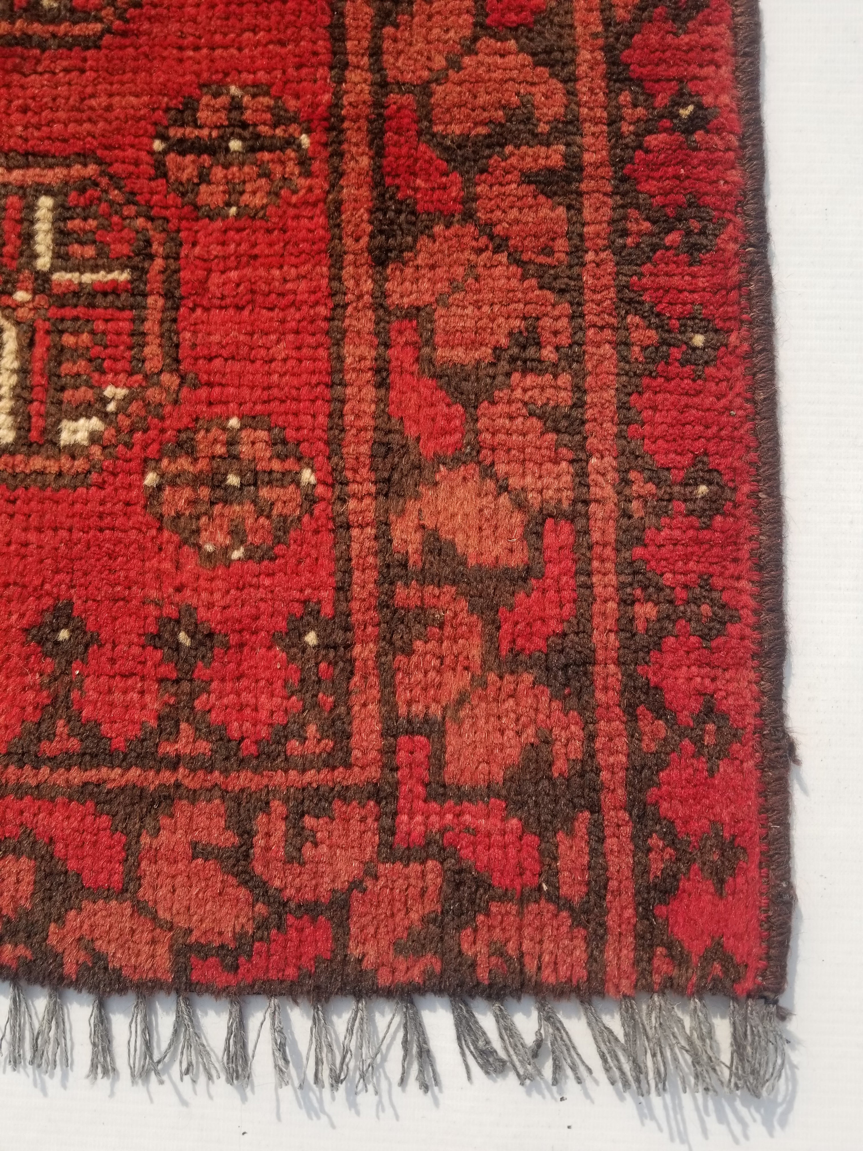 Vintage Traditional Handmade Afghan Turkoman Wool Multicolor Rug 85x49cm
