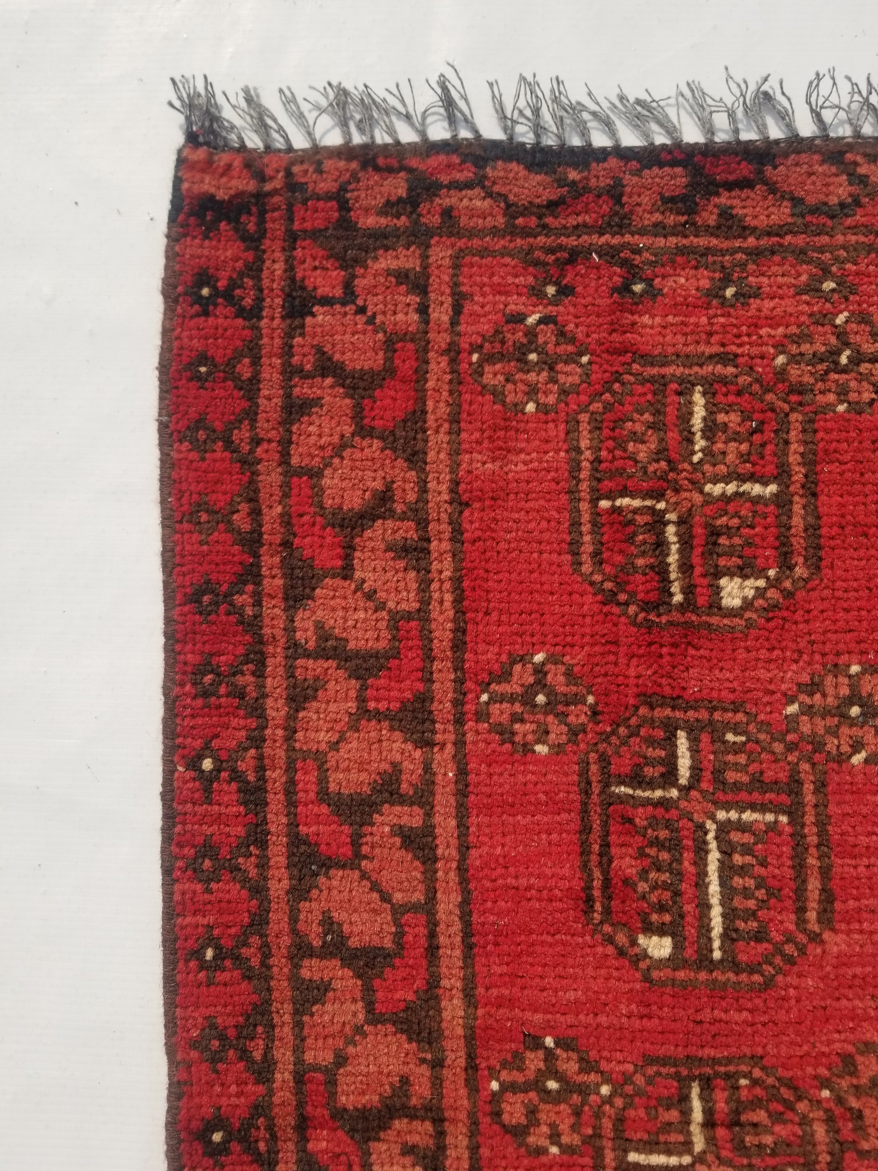 Vintage Traditional Handmade Afghan Turkoman Wool Multicolor Rug 85x49cm