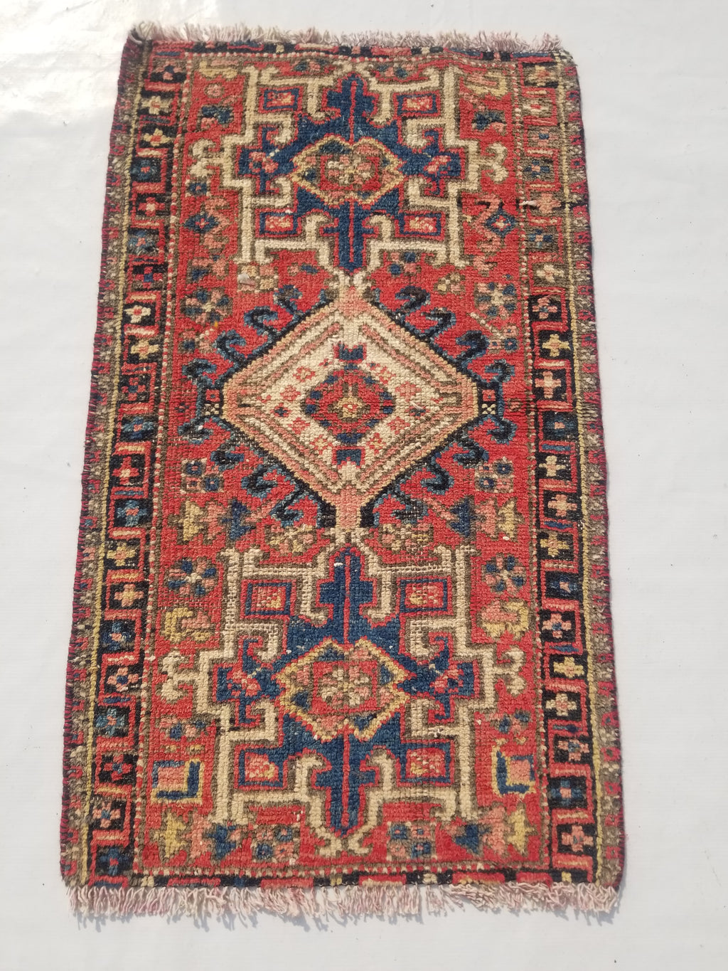Antique Traditional Handmade Kazakh Wool Multicolor Rug 95x57cm