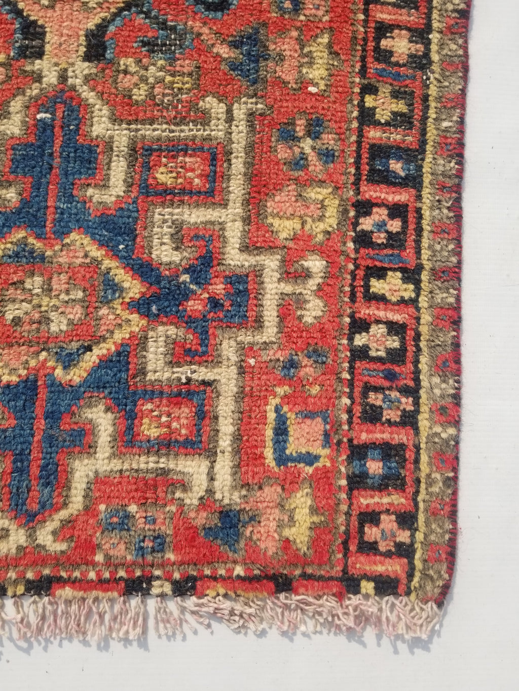 Antique Traditional Handmade Kazakh Wool Multicolor Rug 95x57cm