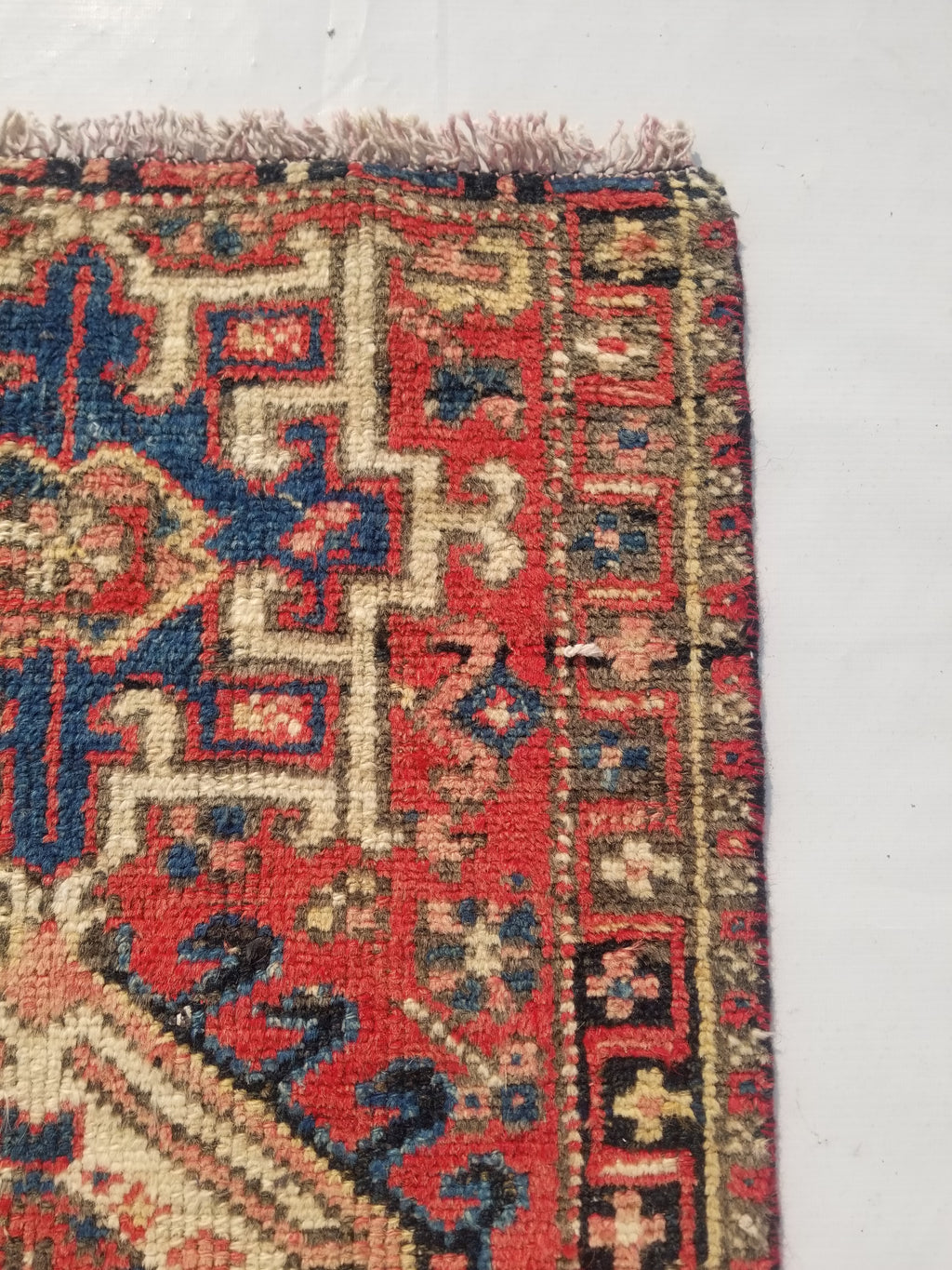 Antique Traditional Handmade Kazakh Wool Multicolor Rug 95x57cm