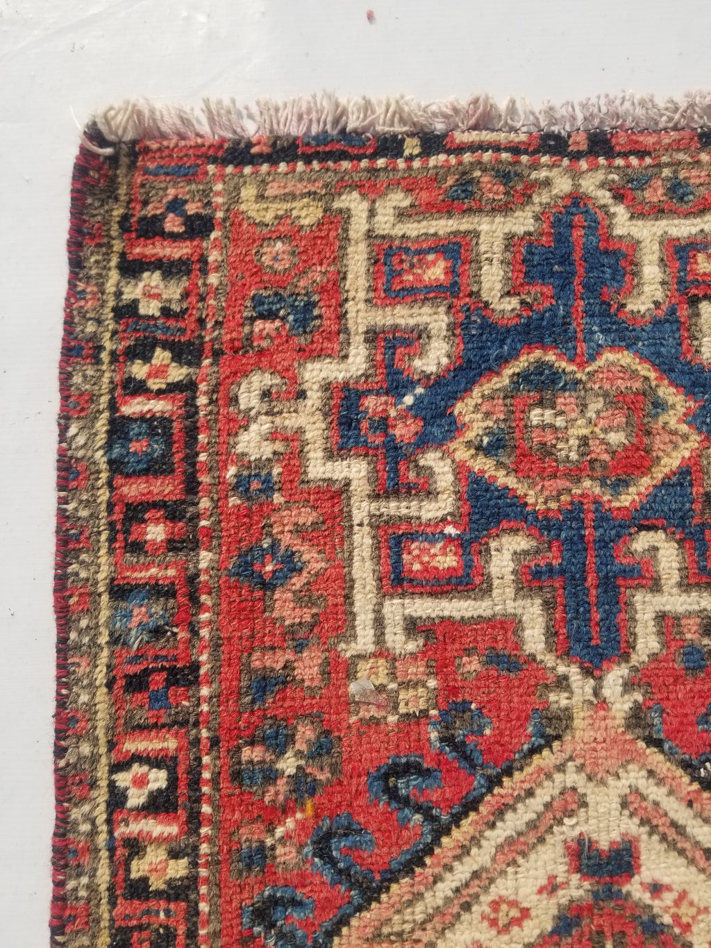 Antique Traditional Handmade Kazakh Wool Multicolor Rug 95x57cm