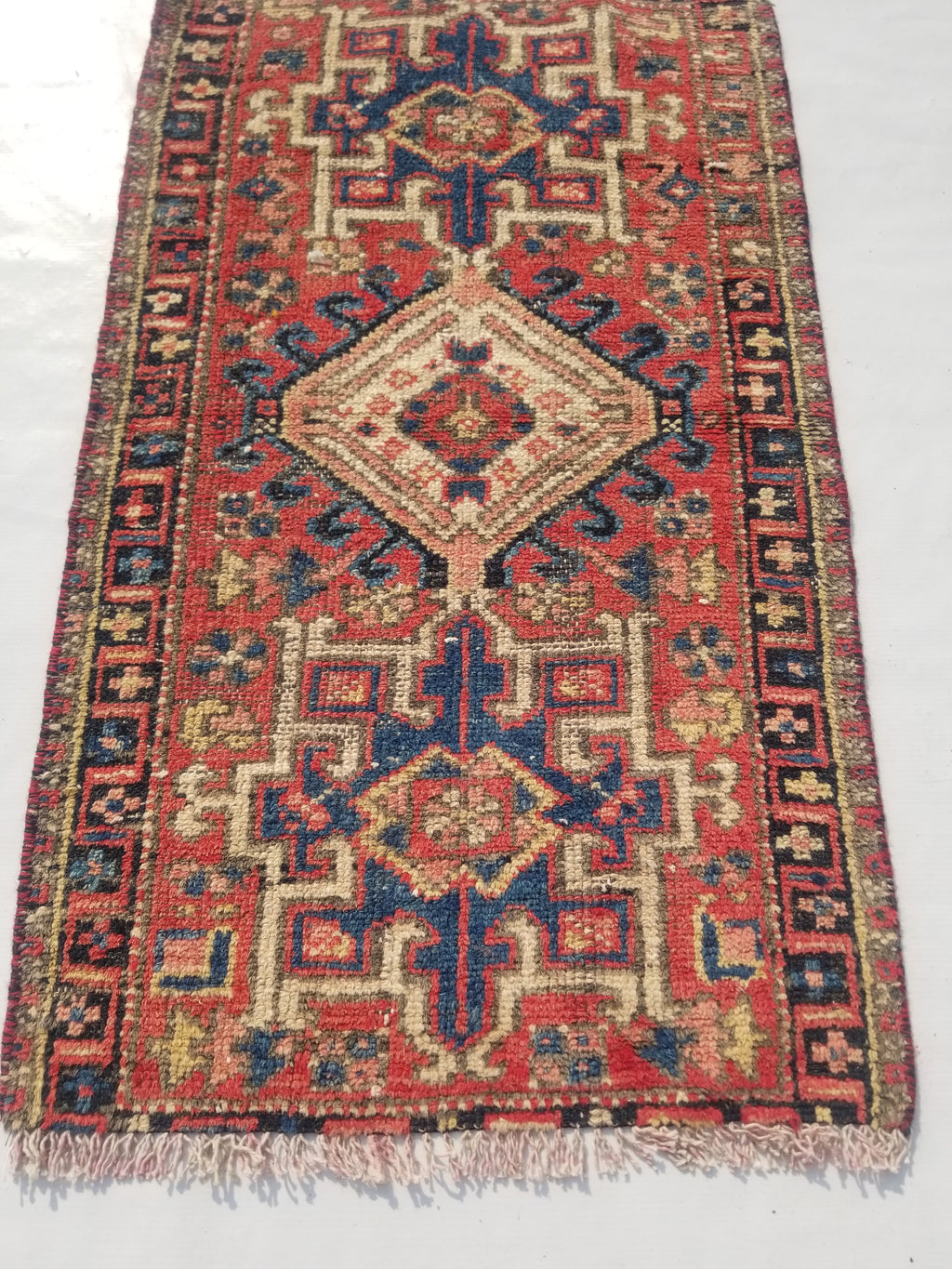 Antique Traditional Handmade Kazakh Wool Multicolor Rug 95x57cm