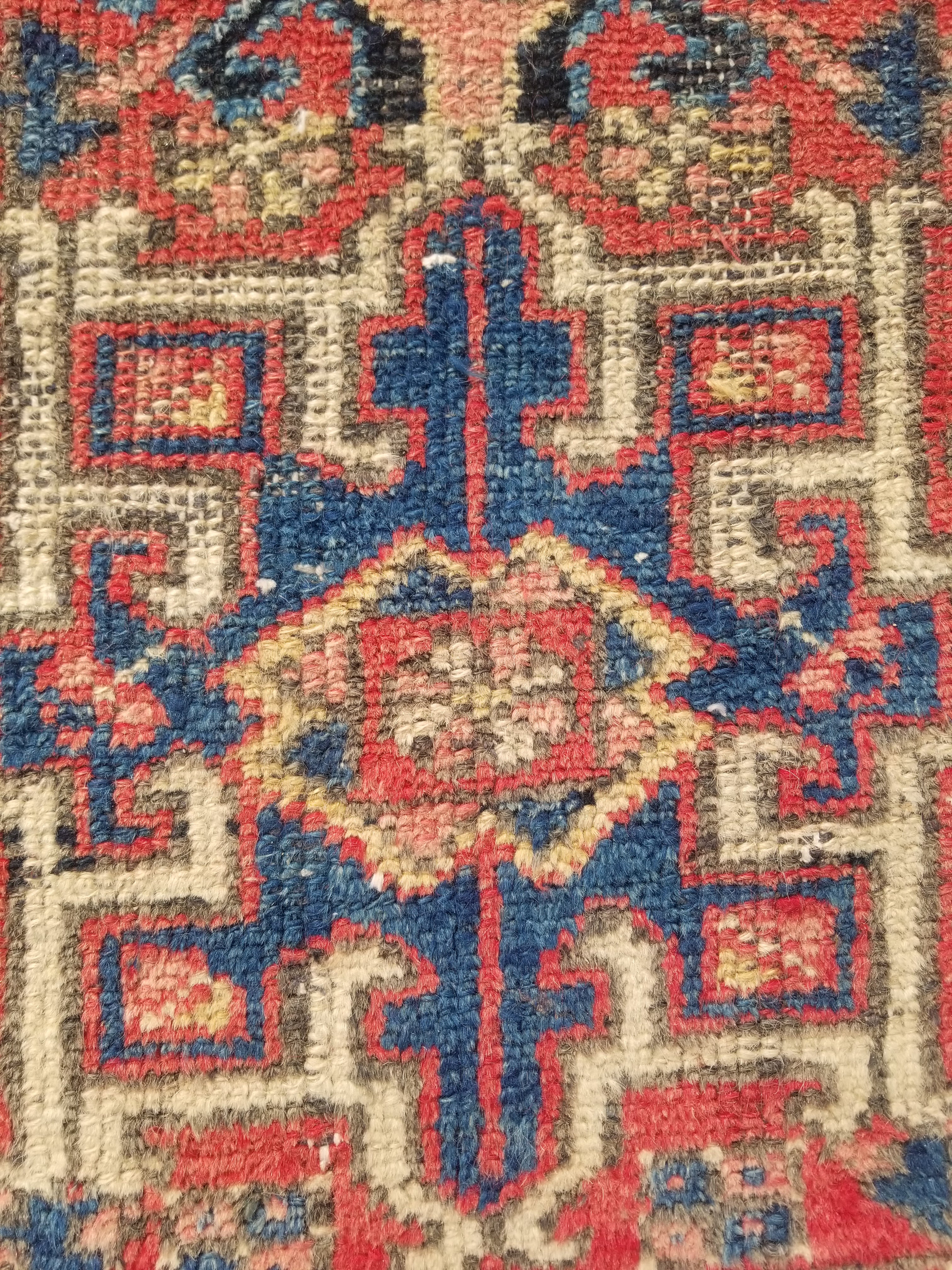 Antique Traditional Handmade Kazakh Wool Multicolor Rug 95x57cm
