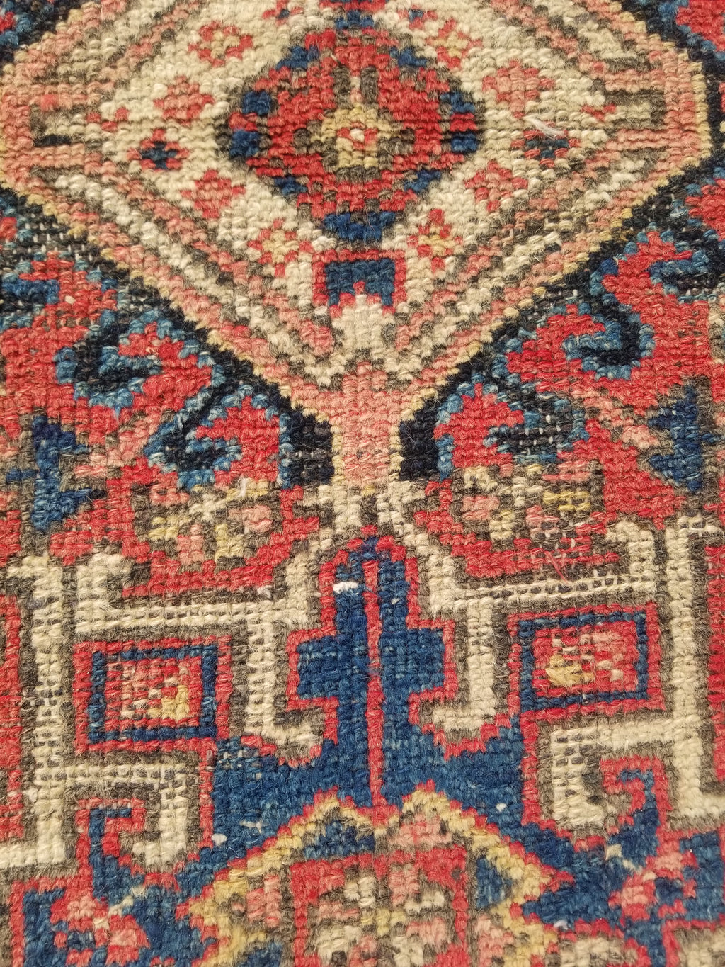 Antique Traditional Handmade Kazakh Wool Multicolor Rug 95x57cm