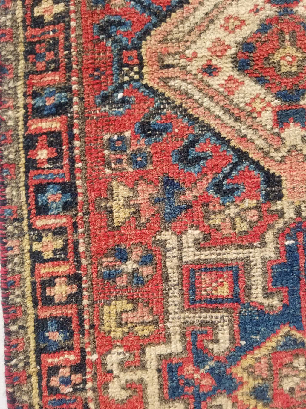 Antique Traditional Handmade Kazakh Wool Multicolor Rug 95x57cm
