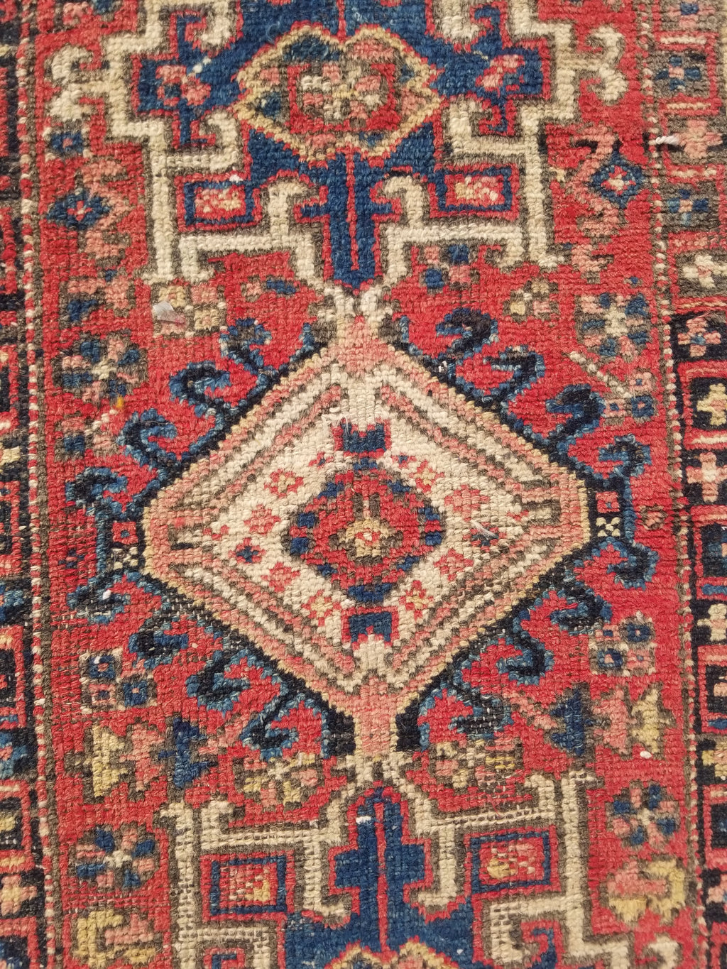Antique Traditional Handmade Kazakh Wool Multicolor Rug 95x57cm