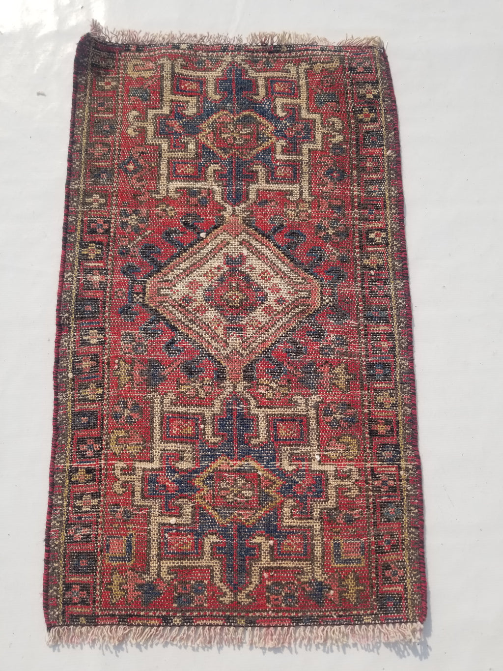 Antique Traditional Handmade Kazakh Wool Multicolor Rug 95x57cm